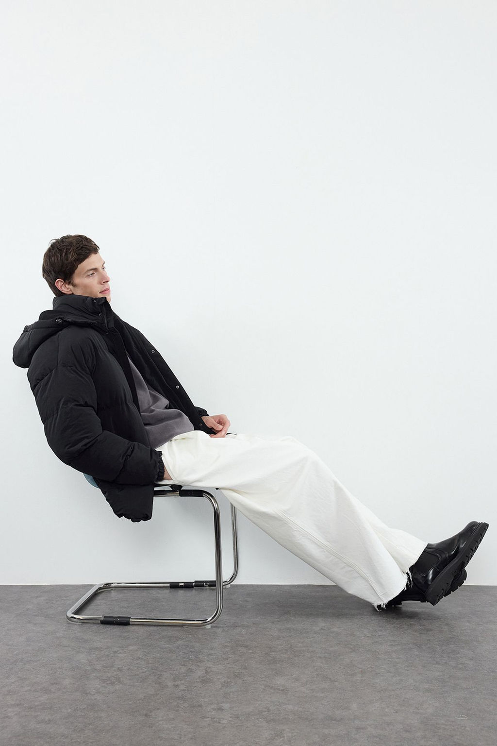 TRENDYOL MAN Erkek Ac?k Mavi Oversize Fit Kapusonlu Taslan K?sl?k Sisme Mont TMNAW25MO00005 - Trendyolmilla фото 9