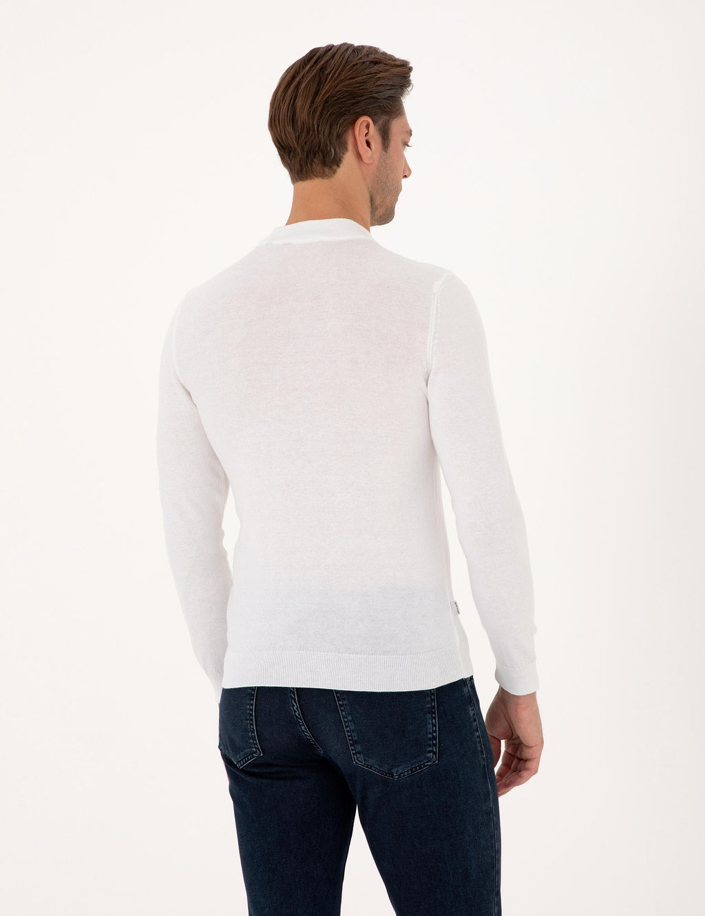 Ekru Slim Fit _eyrek Yaka Basic Triko Kazak - Pierre cardin фото 5