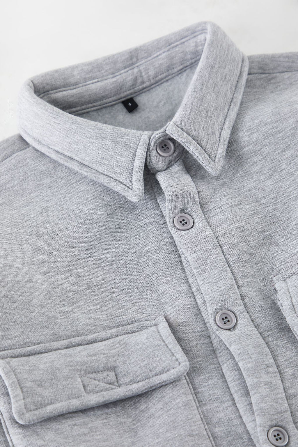 Gri Melanj Regular/Normal Kesim Gomlek Yaka Kapakl? Cepli Ici Polarl? Gomlek TMNAW23GO00053