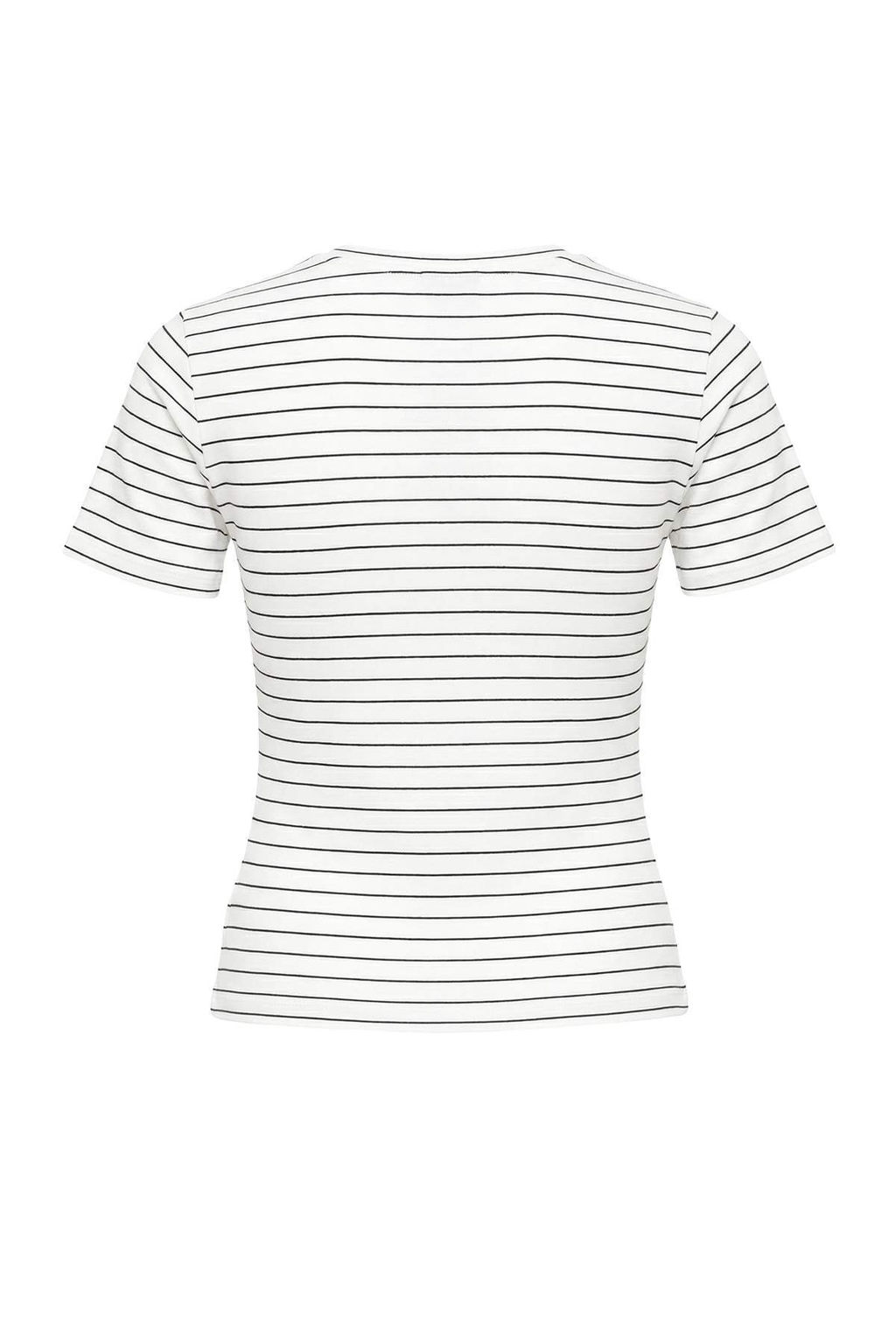 Ekru Cizgili Fitted/Vucuda Oturan K?sa Kollu Buzgulu Premium Yumusak Orme Bluz TWOSS26BZ00109