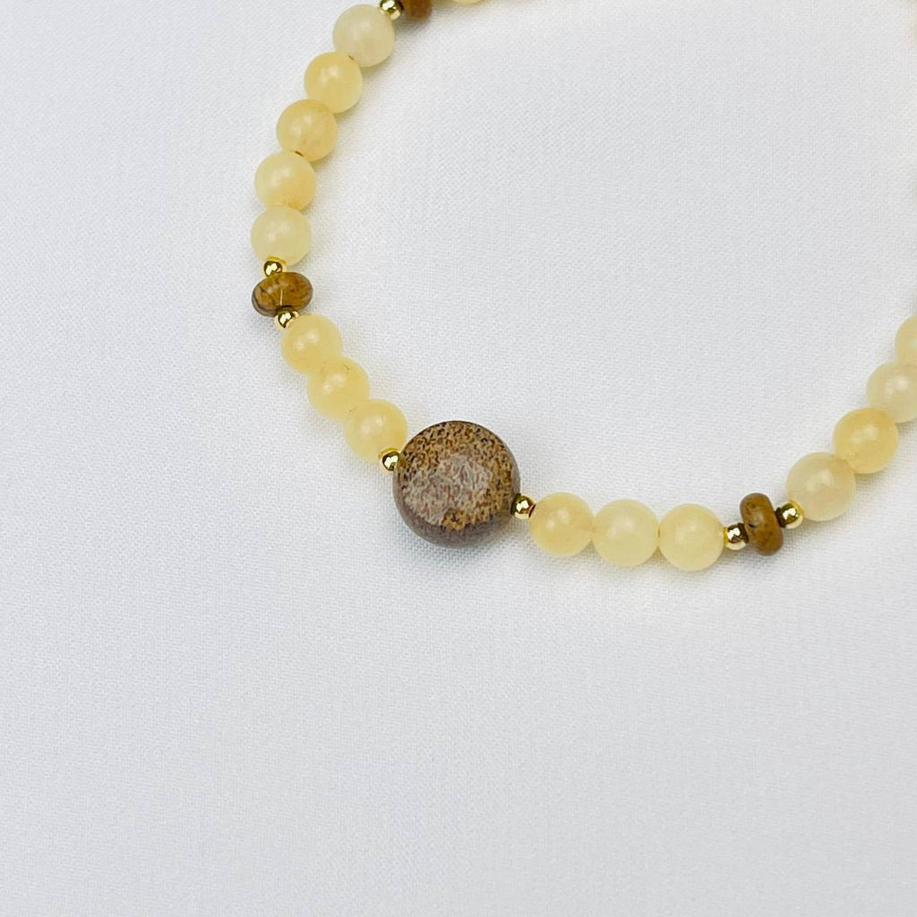 Браслет из Кальцита и песочной Яшмы 18 см +