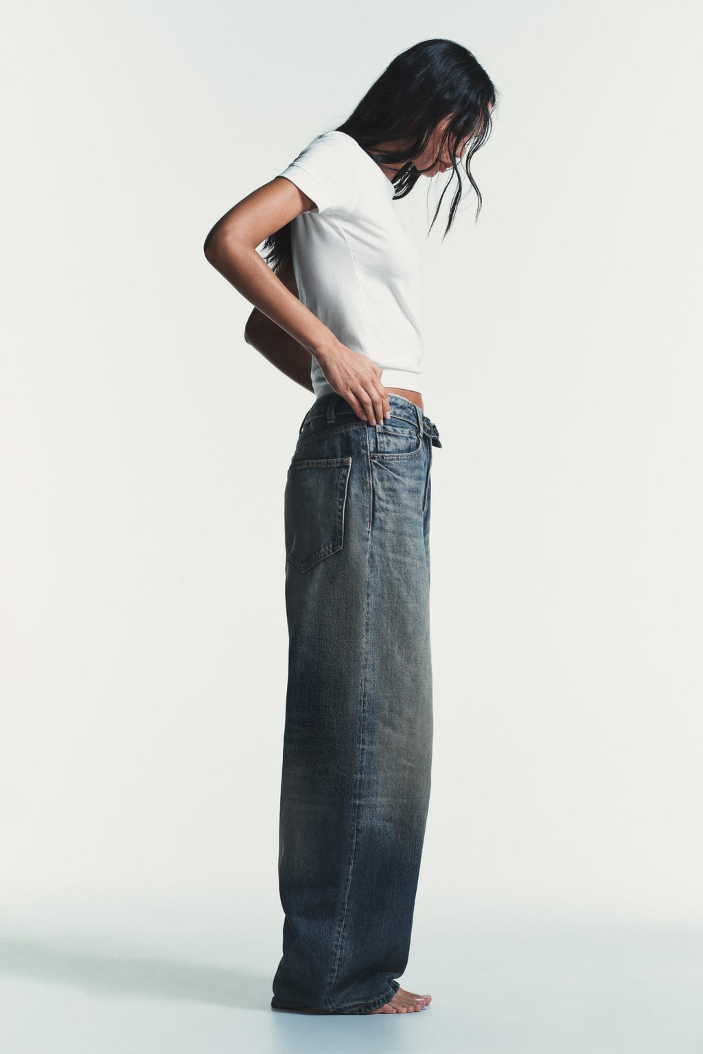 TRF FOLDED WAISTBAND MID-WAIST JEANS - Zara фото 12