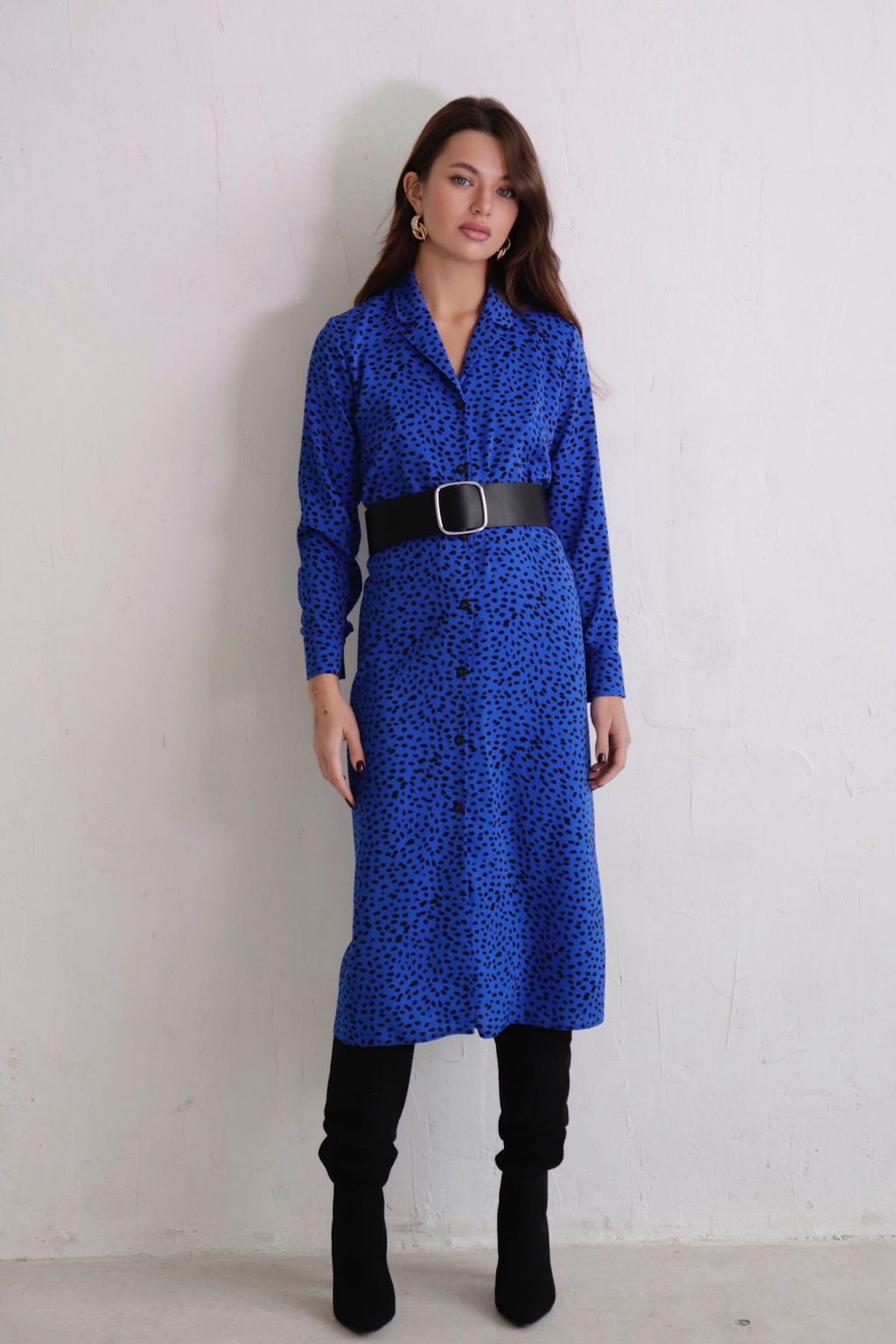 Платье-рубашка с английским воротником принт - Martichelli фото 13