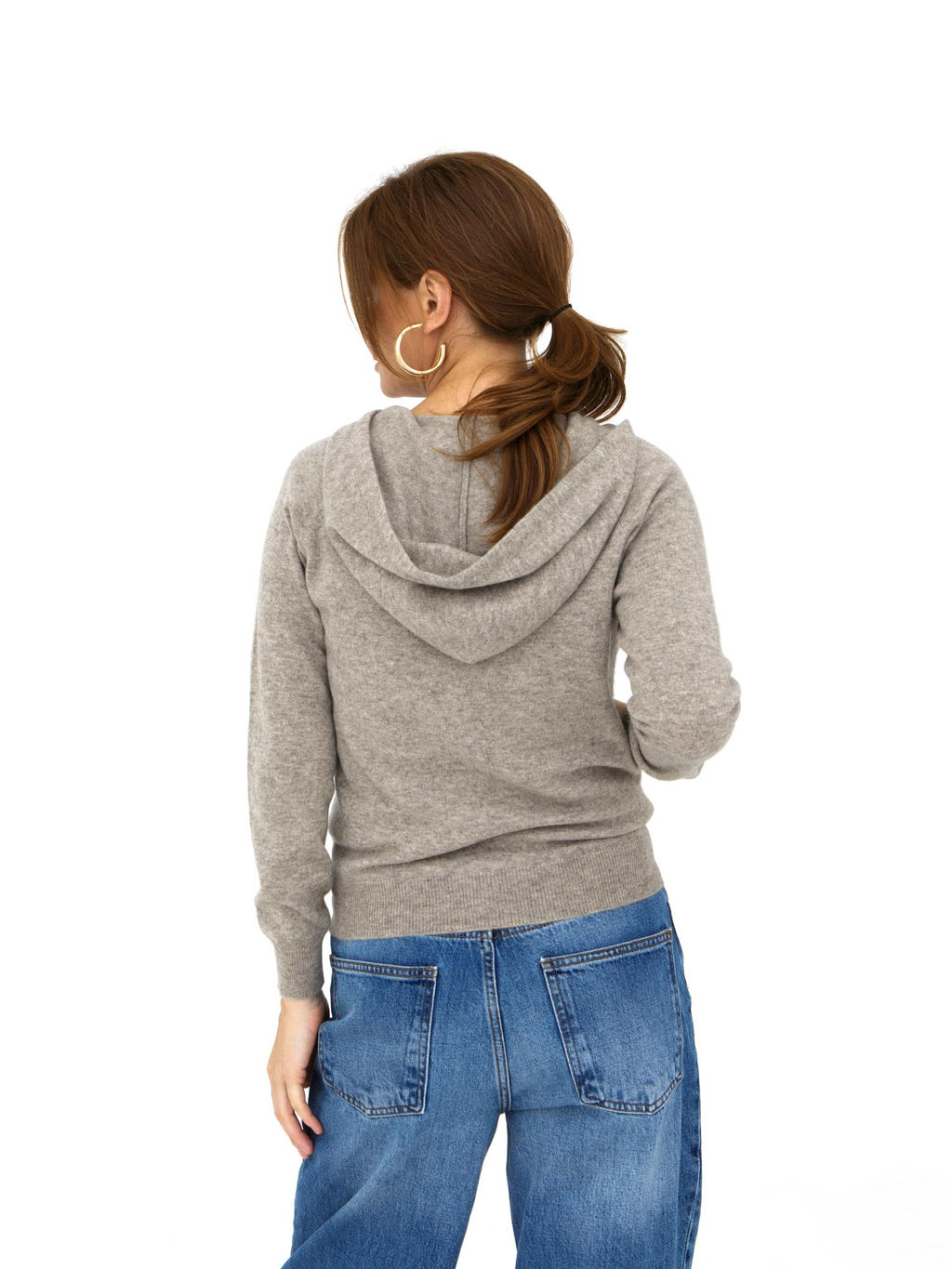 Джемпер из пуха яка и кашемира с капюшоном 4204 серый