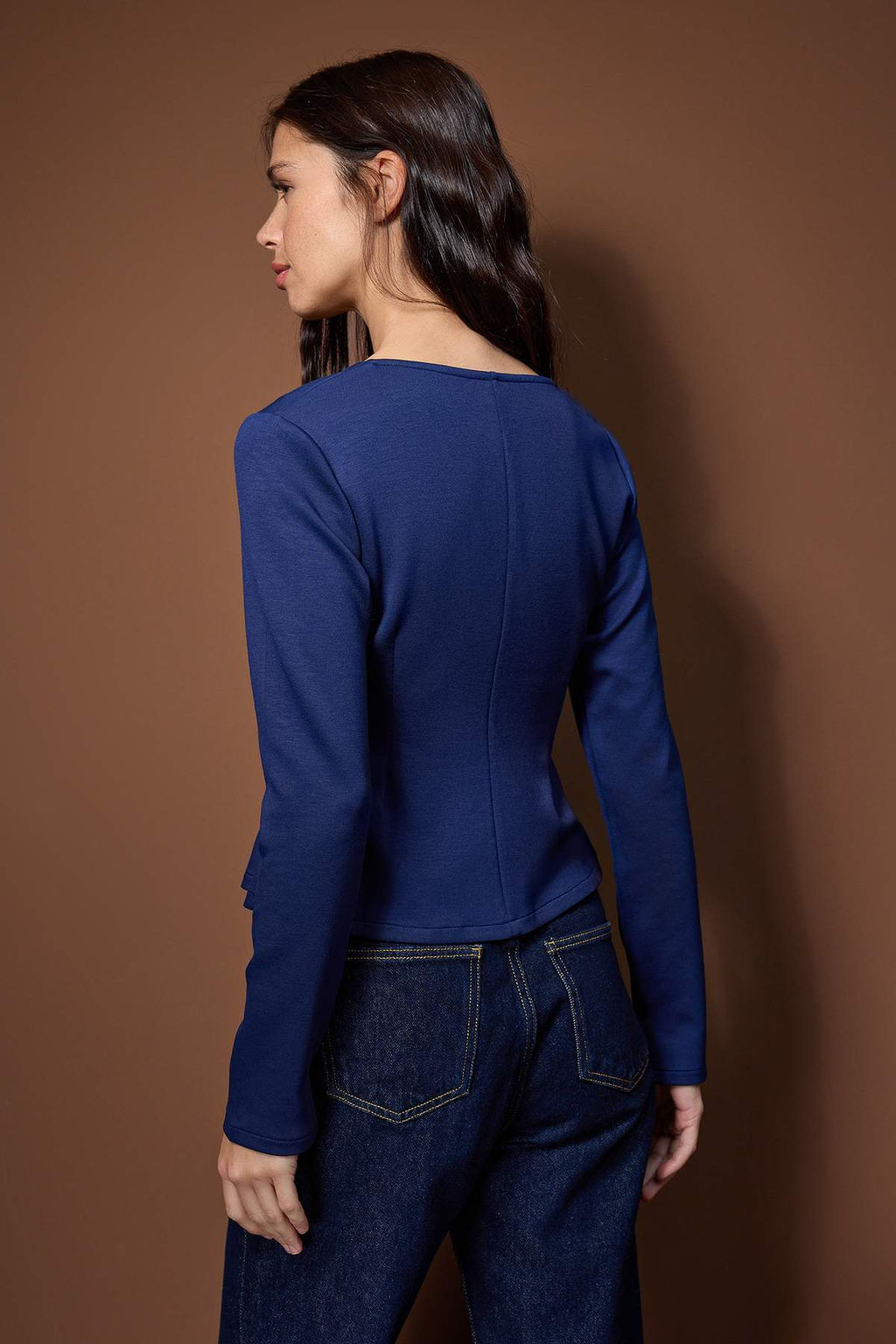 Tas Soft Touch V Yaka Fermuarl? Regular/Normal Kesim Orme Bluz TWOAW26BZ00180 - Trendyolmilla фото 16