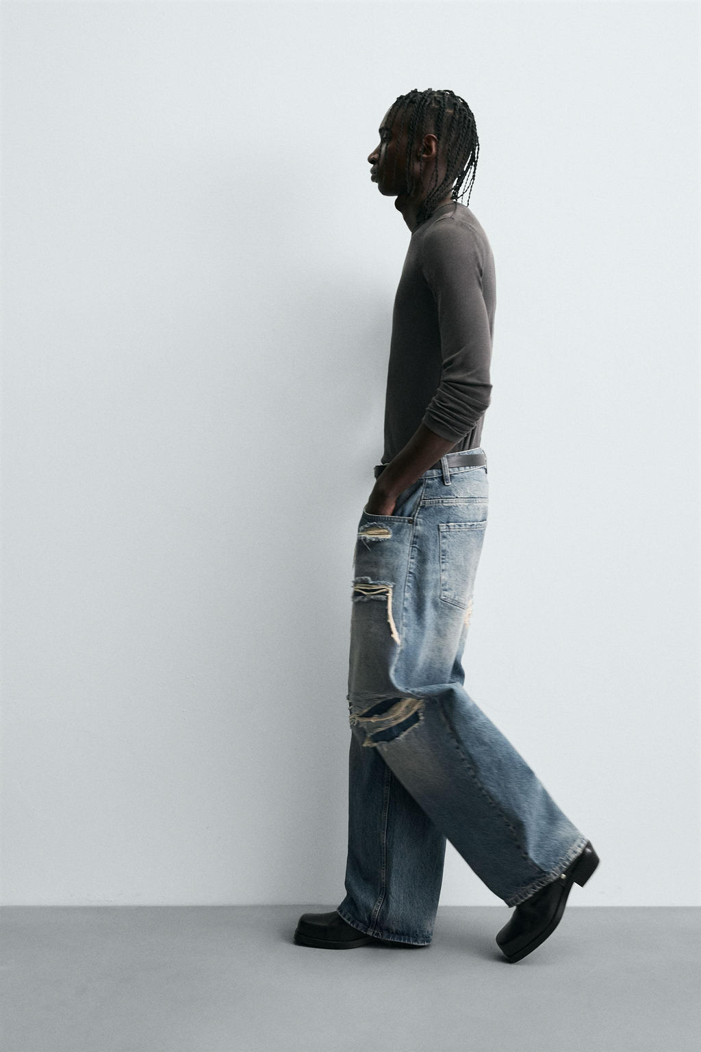 RIPPED BALLOON FIT JEANS - Zara фото 6