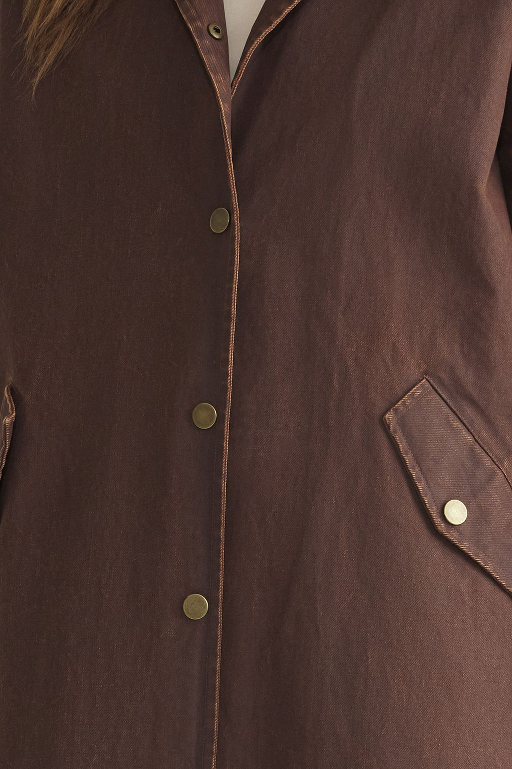 Kahverengi Kaplamal? Yaka Detayl? Oversize Uzun Trenckot TWOSS25TR00002 - Trendyolmilla фото 3