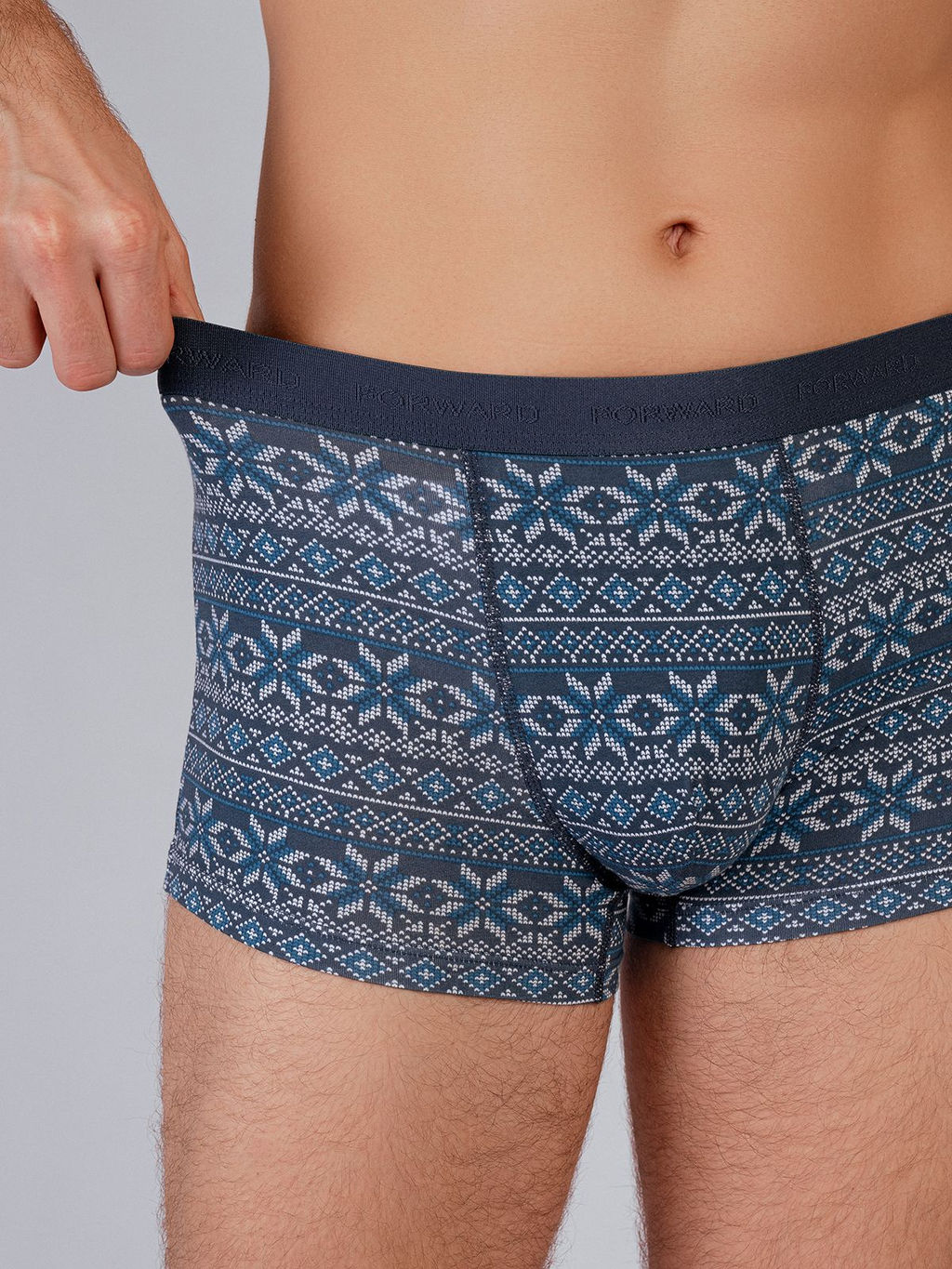 Трусы боксеры с принтом синие из хлопка (Арт. 4037MUF) - Indefini фото 7