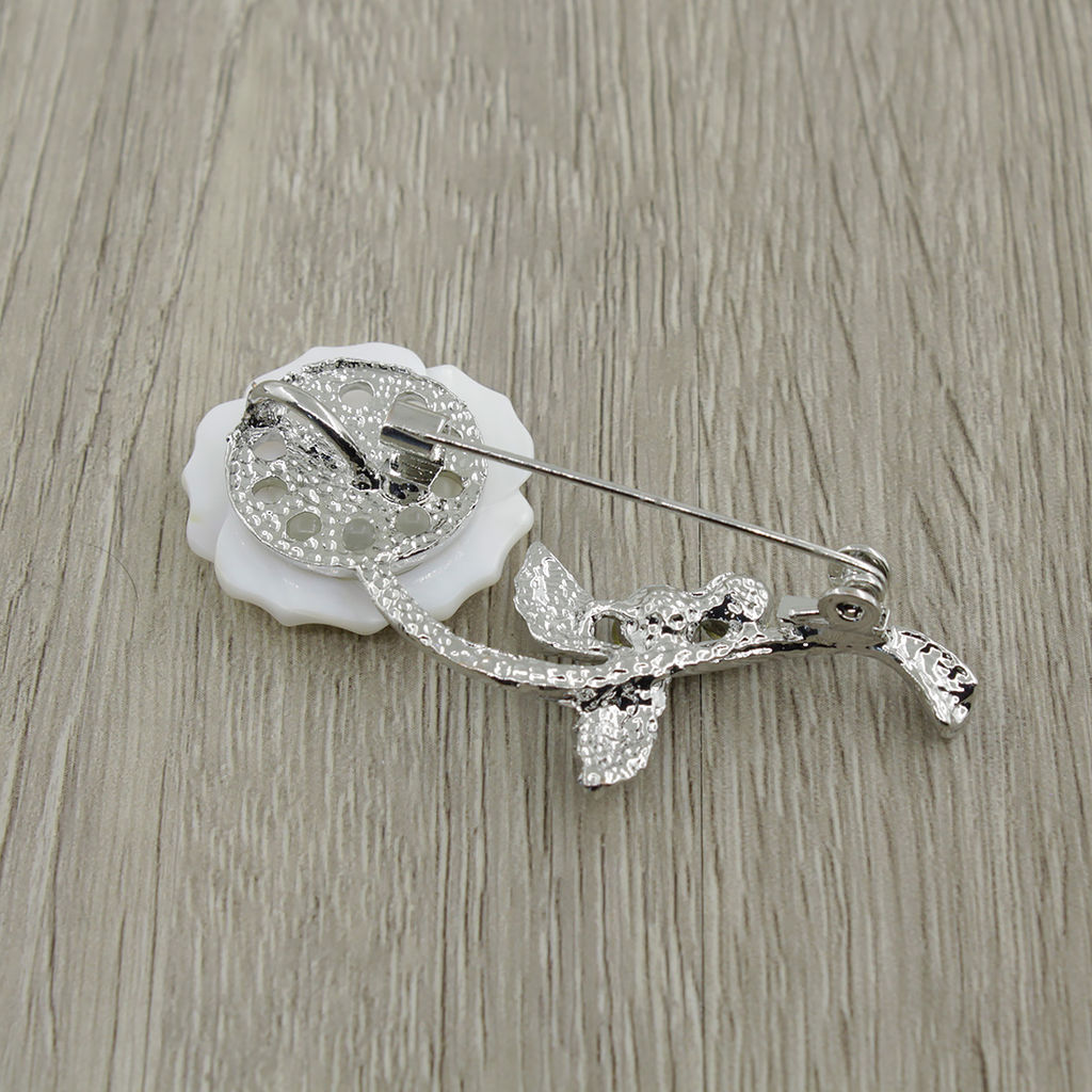 Брошь "Роза мини" перламутр белый