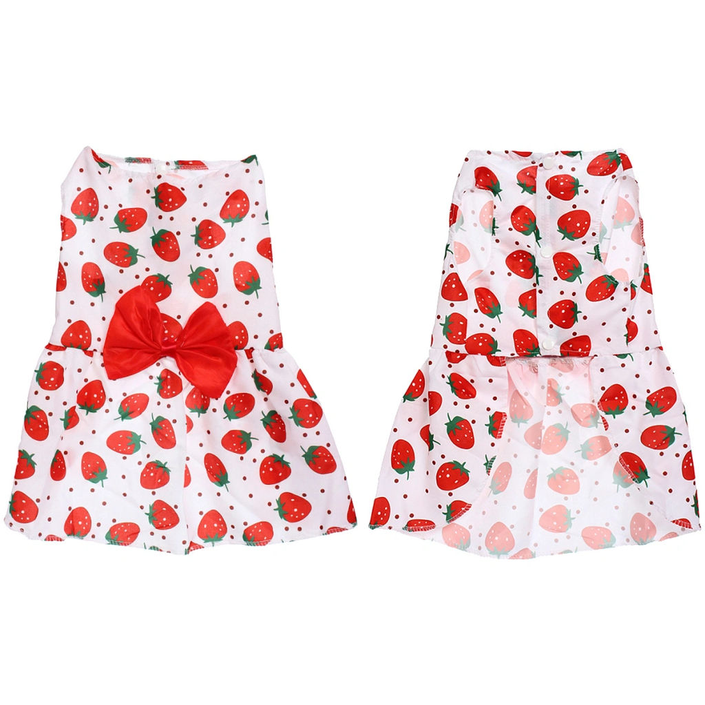 Цена за 2 шт. Платье для кошек и собак мелких пород "Бонита на прогулке", клубнички, размер ХL, длина спинки 32-34см