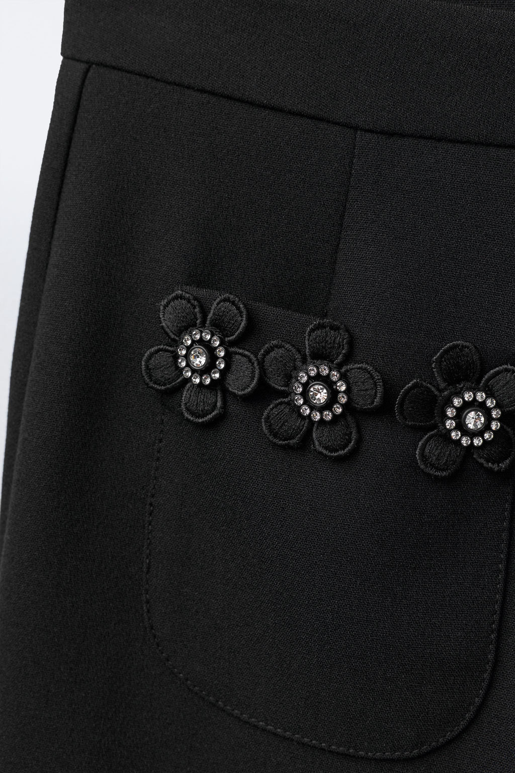 TROUSERS WITH FLORAL JEWEL DETAILS - Zara фото 3