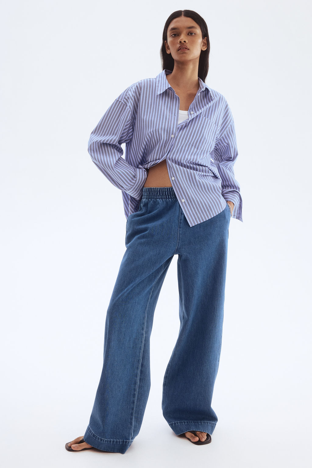 Pantal?n denim con cintura el?stica - H&m фото 3