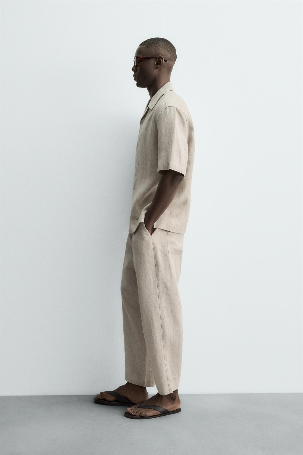 100% LINEN RELAXED FIT TROUSERS - Zara фото 14