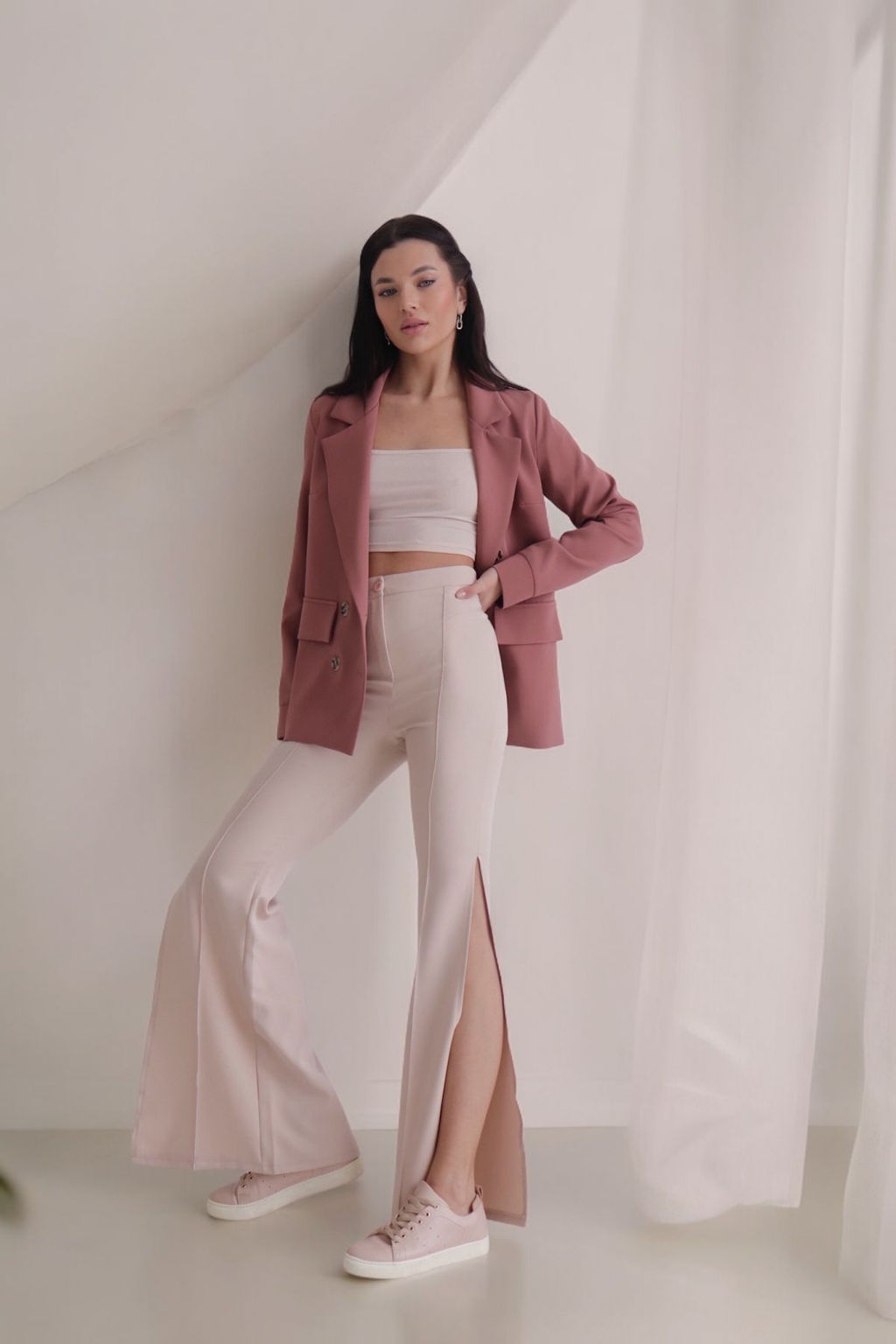 10555 Жакет двубортный в пыльном розовом - Martichelli фото 13