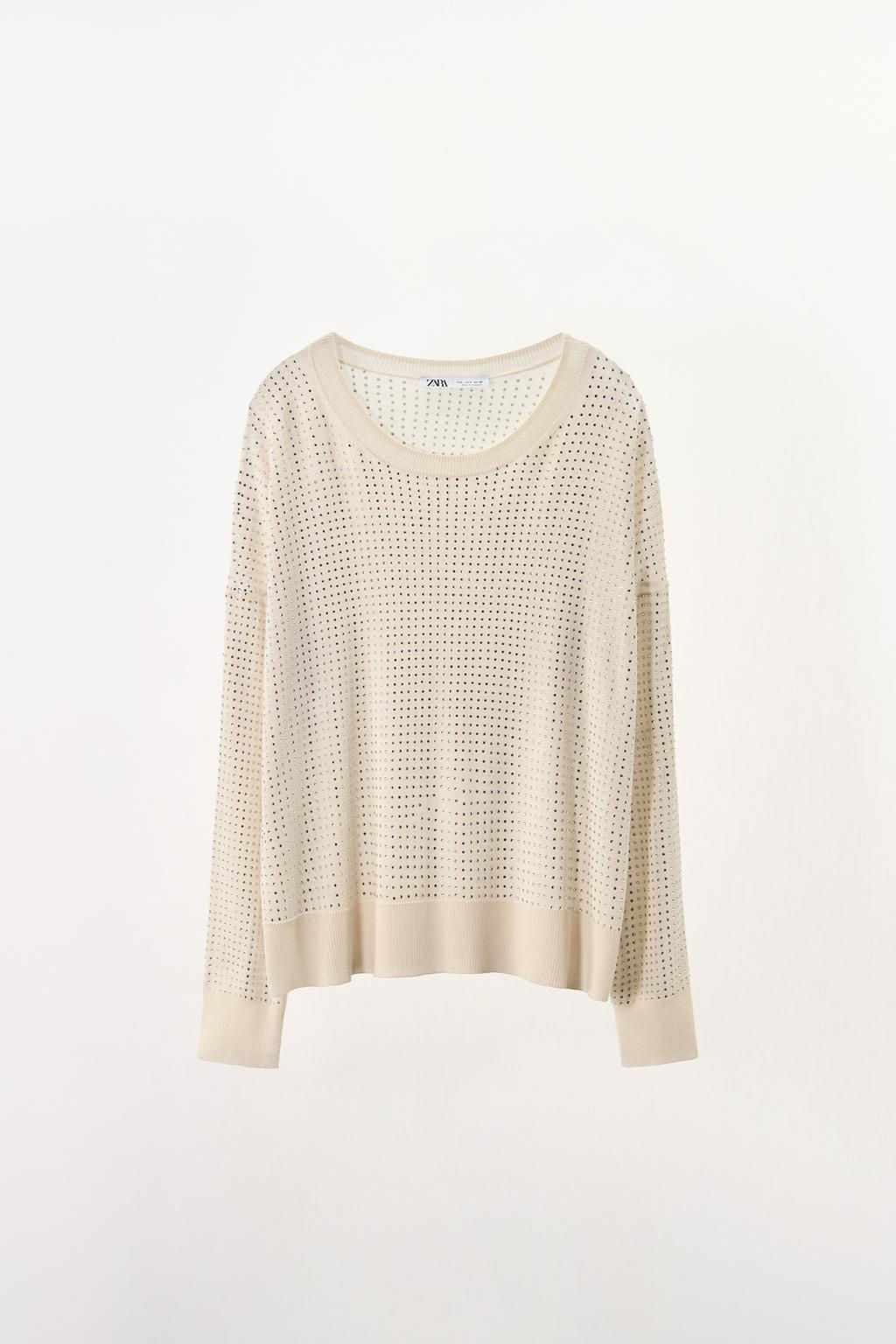 FINE KNIT TOP WITH RHINESTONE DETAIL - Zara фото 15