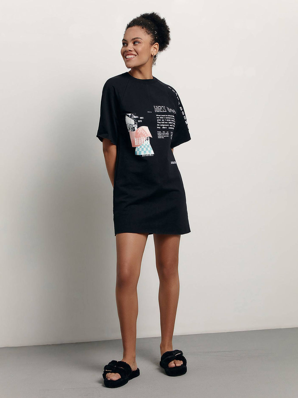 CONTE Платье из футера свободного кроя Blurred LPL 1639 black
