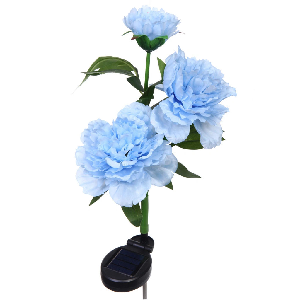 Светильник на солн.батарее (фигура на спице с подсветкой) "Великолепная роза" 73 см, Голубой (свечение белое)