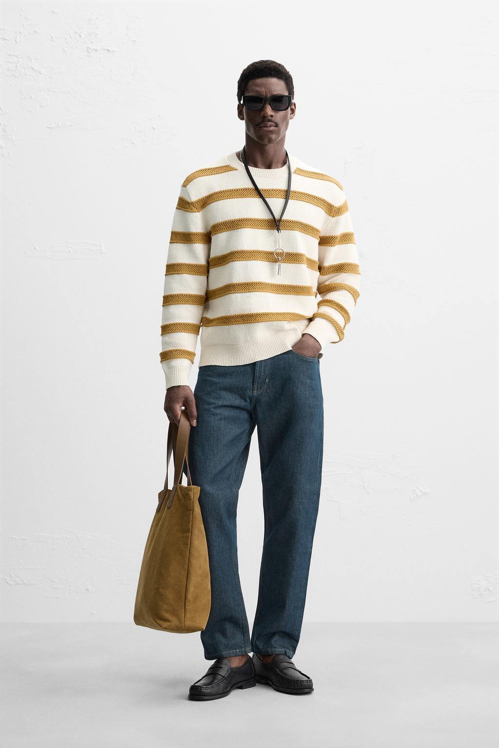 OPEN KNIT TEXTURED STRIPE JUMPER