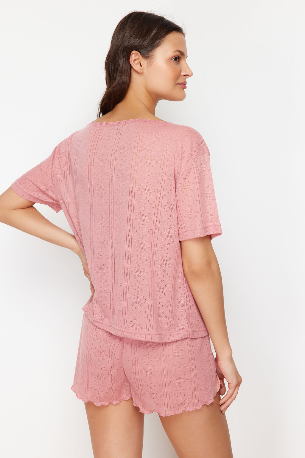 Trendyolmilla Cok Renkli 2li Paket Pointel Ajurlu/Delikli Orme Pijama Ustu THMSS24PT00276  фото 7