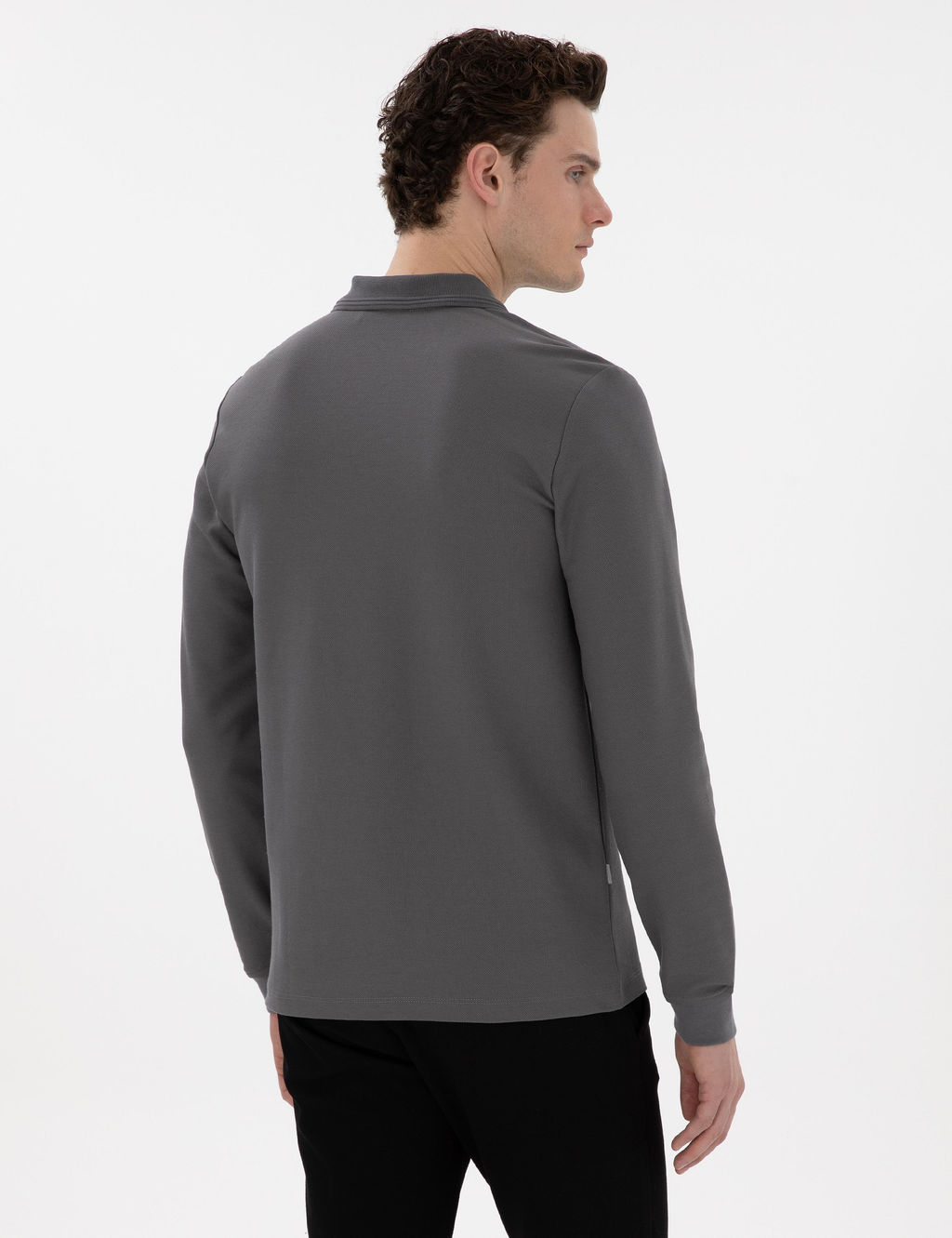Gri Slim Fit K_vr_lmaz Yaka Sweatshirt - Pierre cardin фото 5