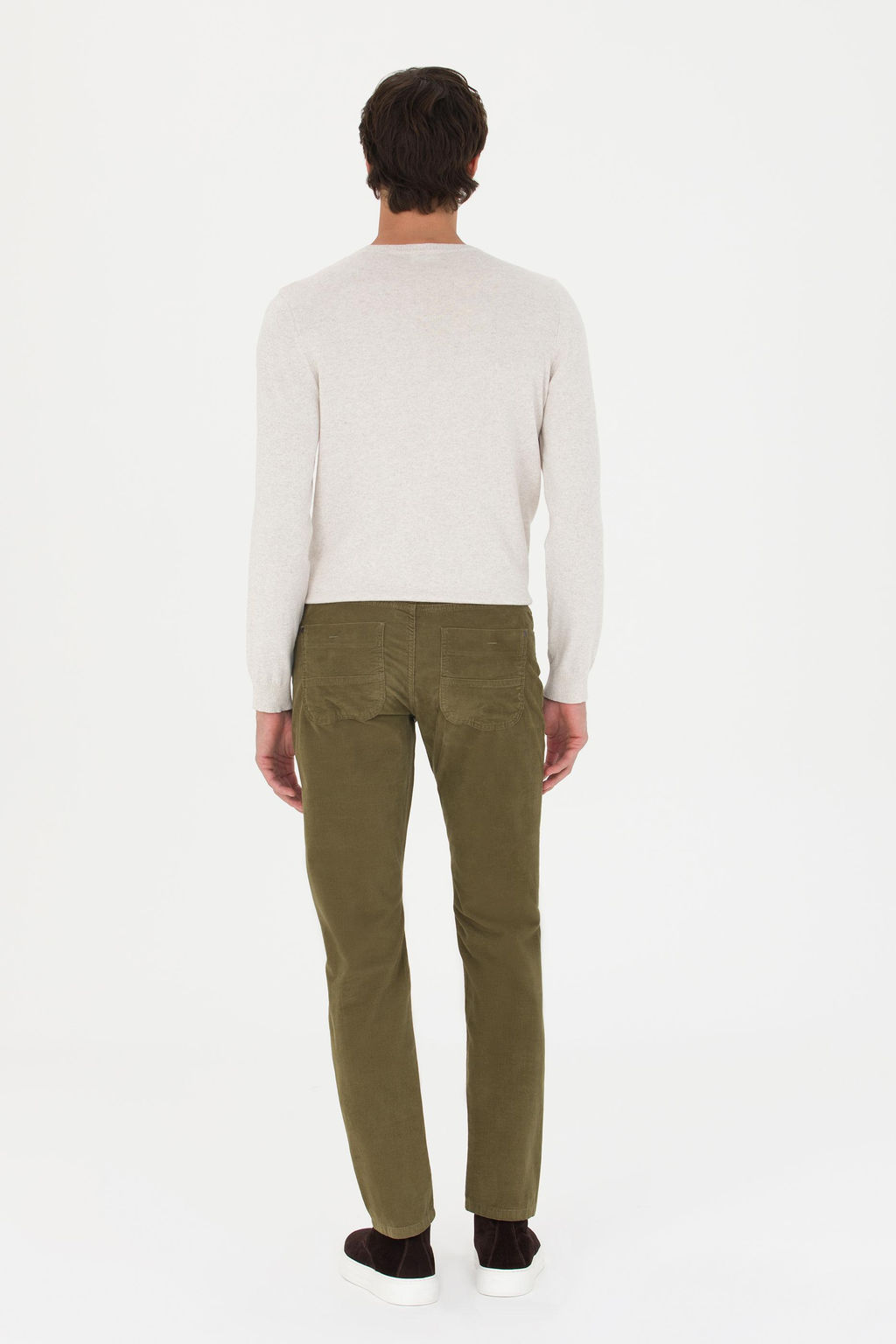 Erkek Regular Fit Haki Kanvas Pantolon
