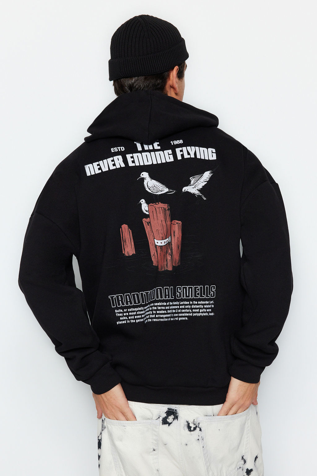 TRENDYOL MAN Bordo Oversize/Genis Kesim Kapusonlu Bask?l? Ici Polar Pamuklu Sweatshirt TMNAW24SW00136 - Trendyolmilla фото 14