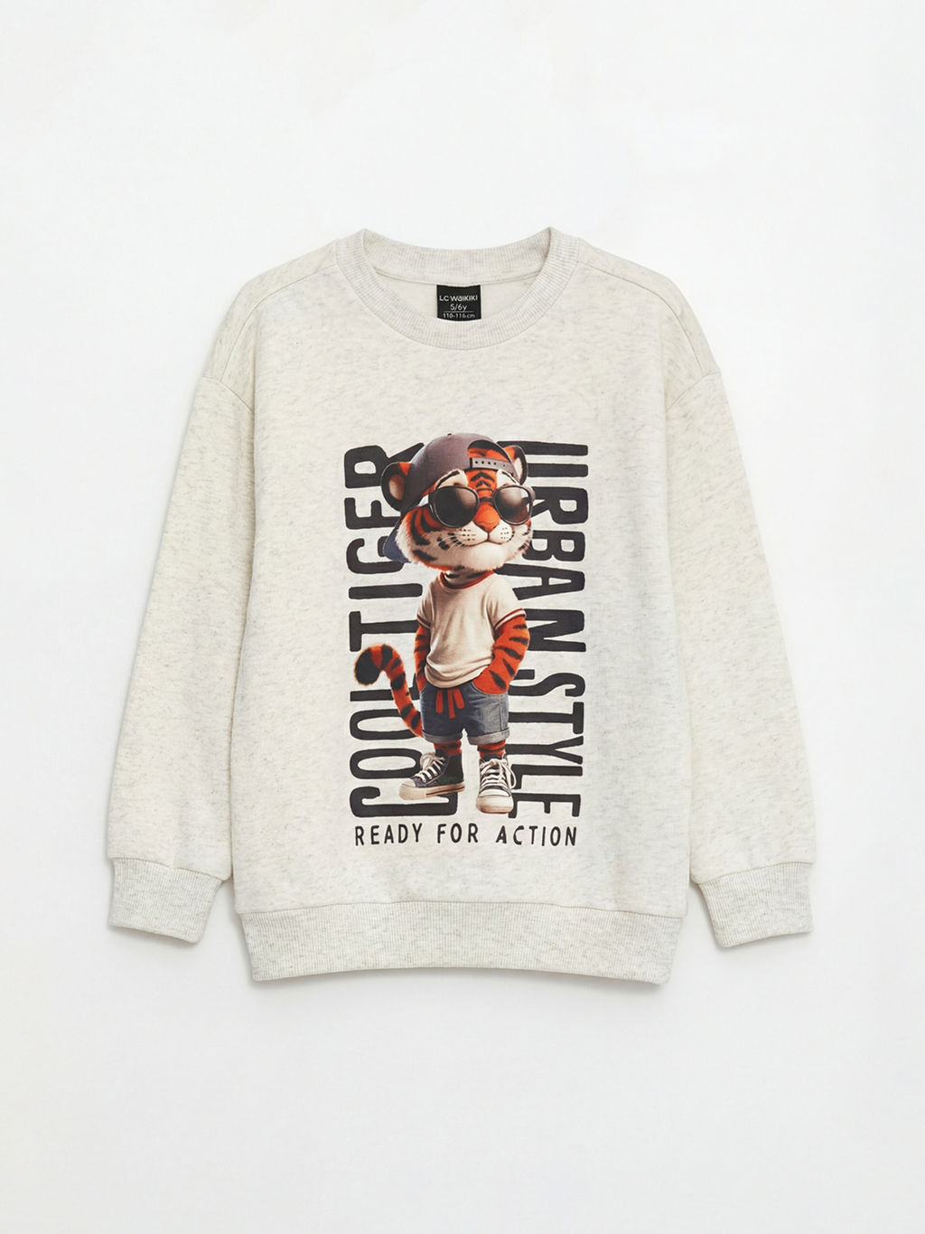 Bisiklet Yaka Bask?l? Erkek ?ocuk Sweatshirt