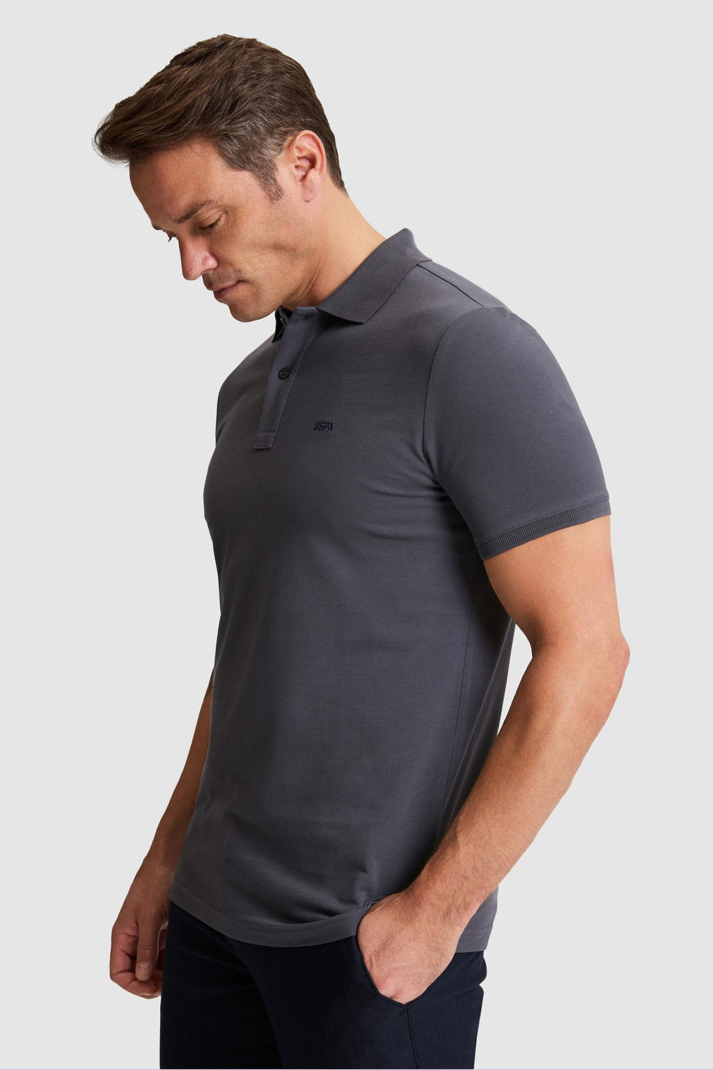 Erkek Antrasit Regular Fit Polo Yaka Basic Ti__rt