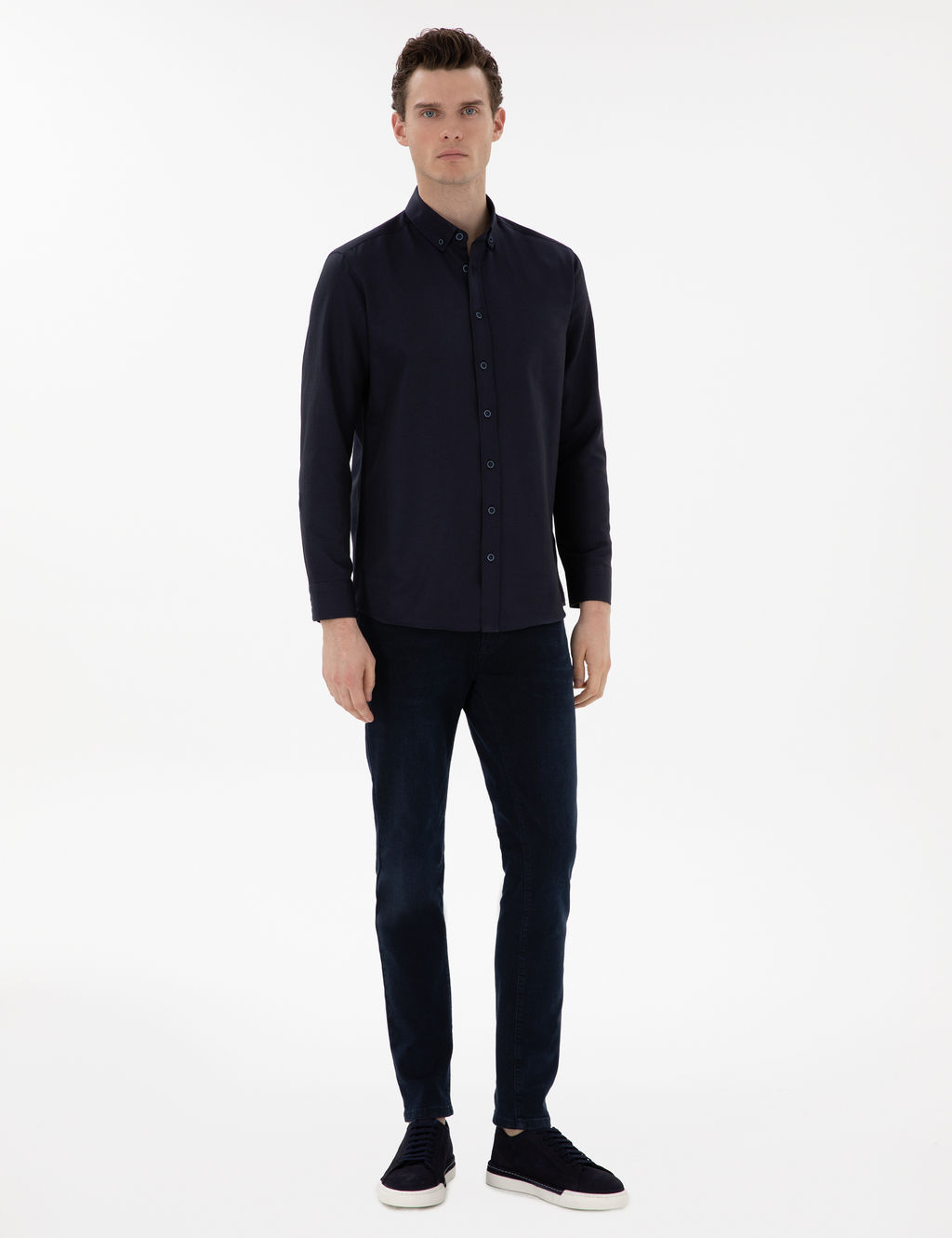 Lacivert Regular Fit Uzun Kollu G_mlek