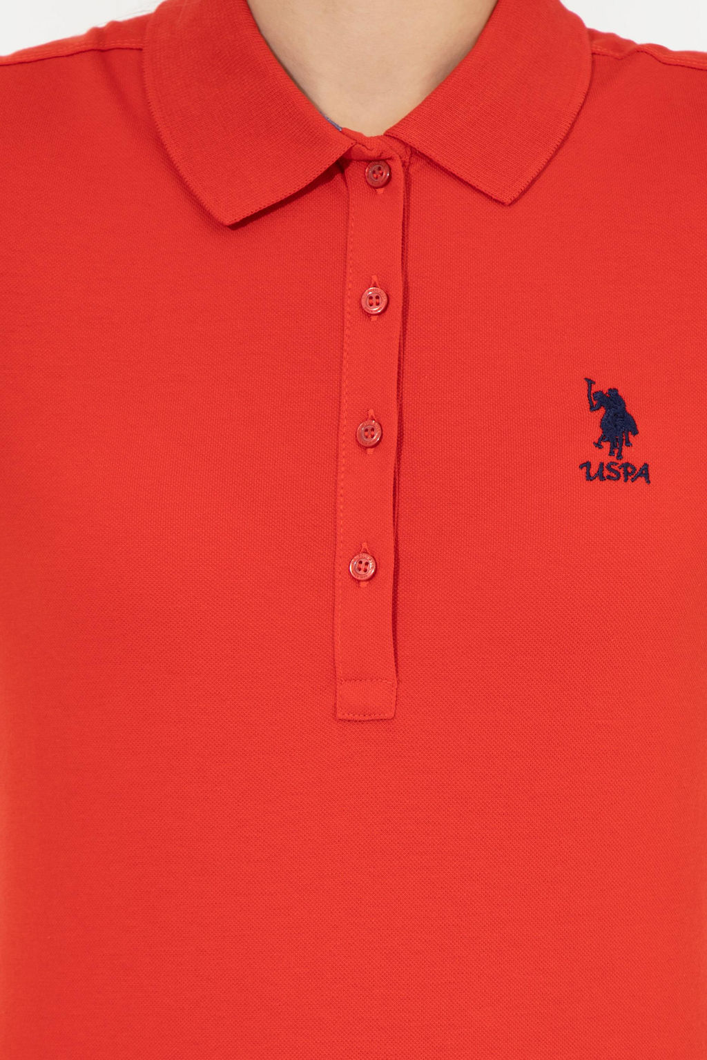 Футболка U.S. Polo Assn базовая поло красная из хлопка с эластаном  фото 18