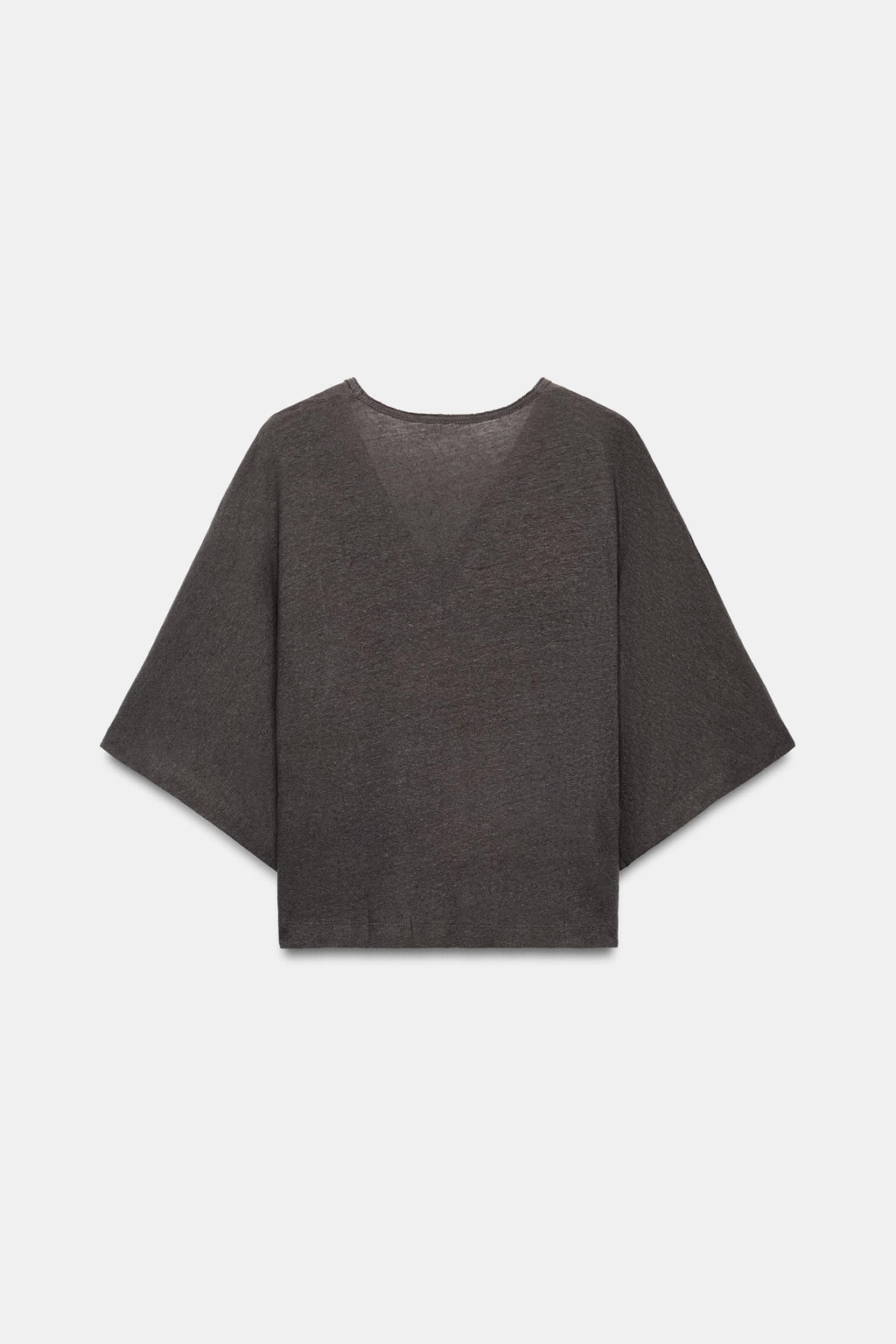 CAMISETA ESCOTE PICO CON LINO / Carb?n - Zara фото 5