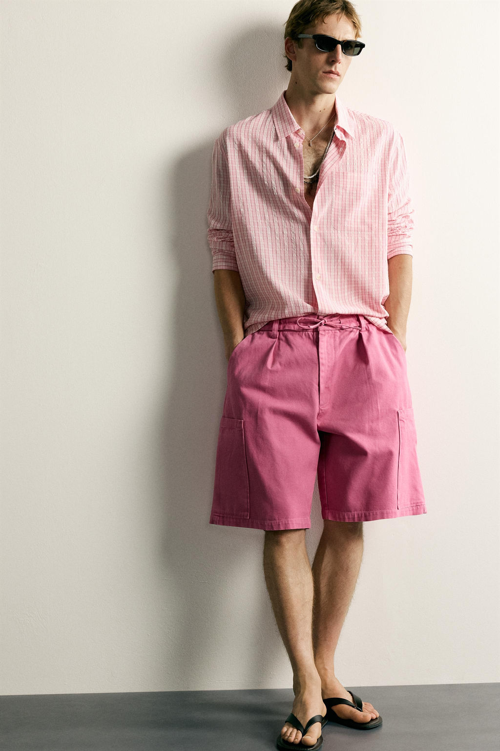 BERMUDA CARGO LAVADA RELAXED FIT / Magenta - Zara фото 6