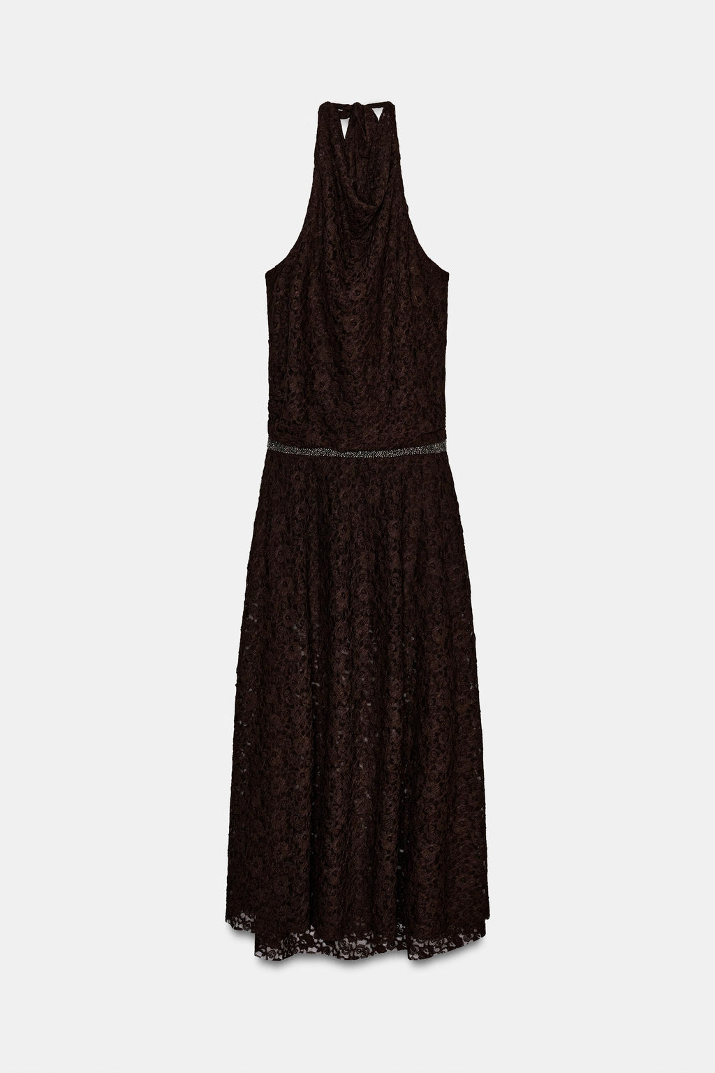 HALTERNECK LACE DRESS WITH SPARKLES - Zara фото 12