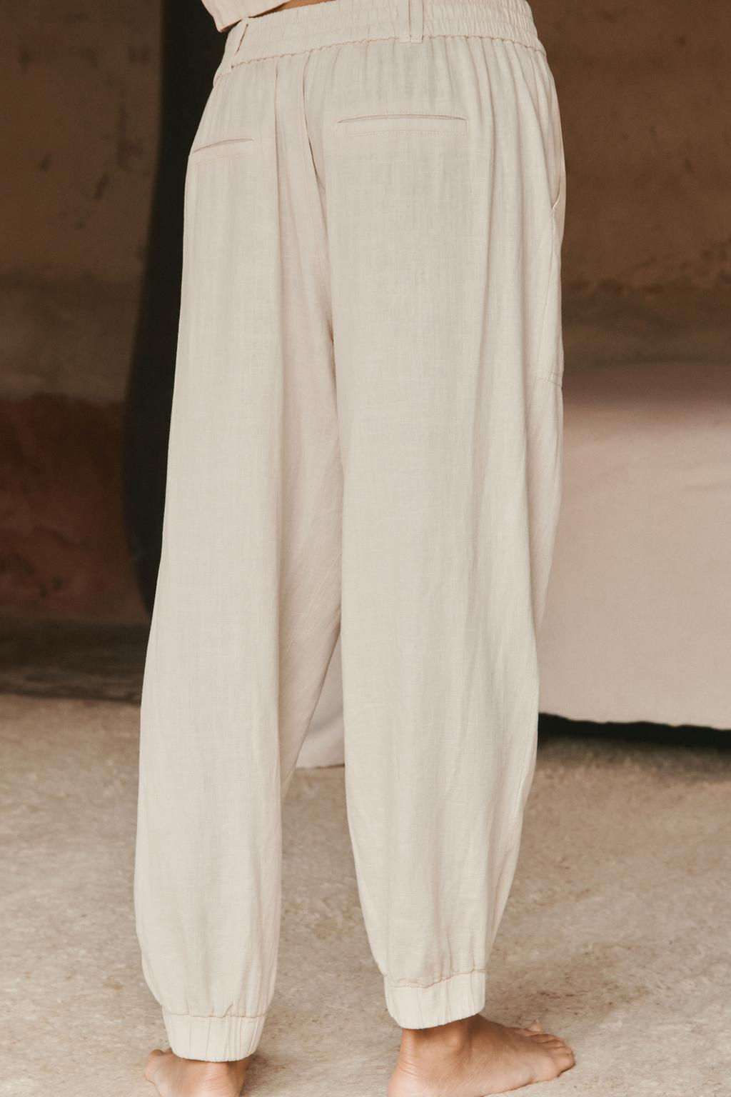 LINEN BLEND JOGGER TROUSERS - Zara фото 4