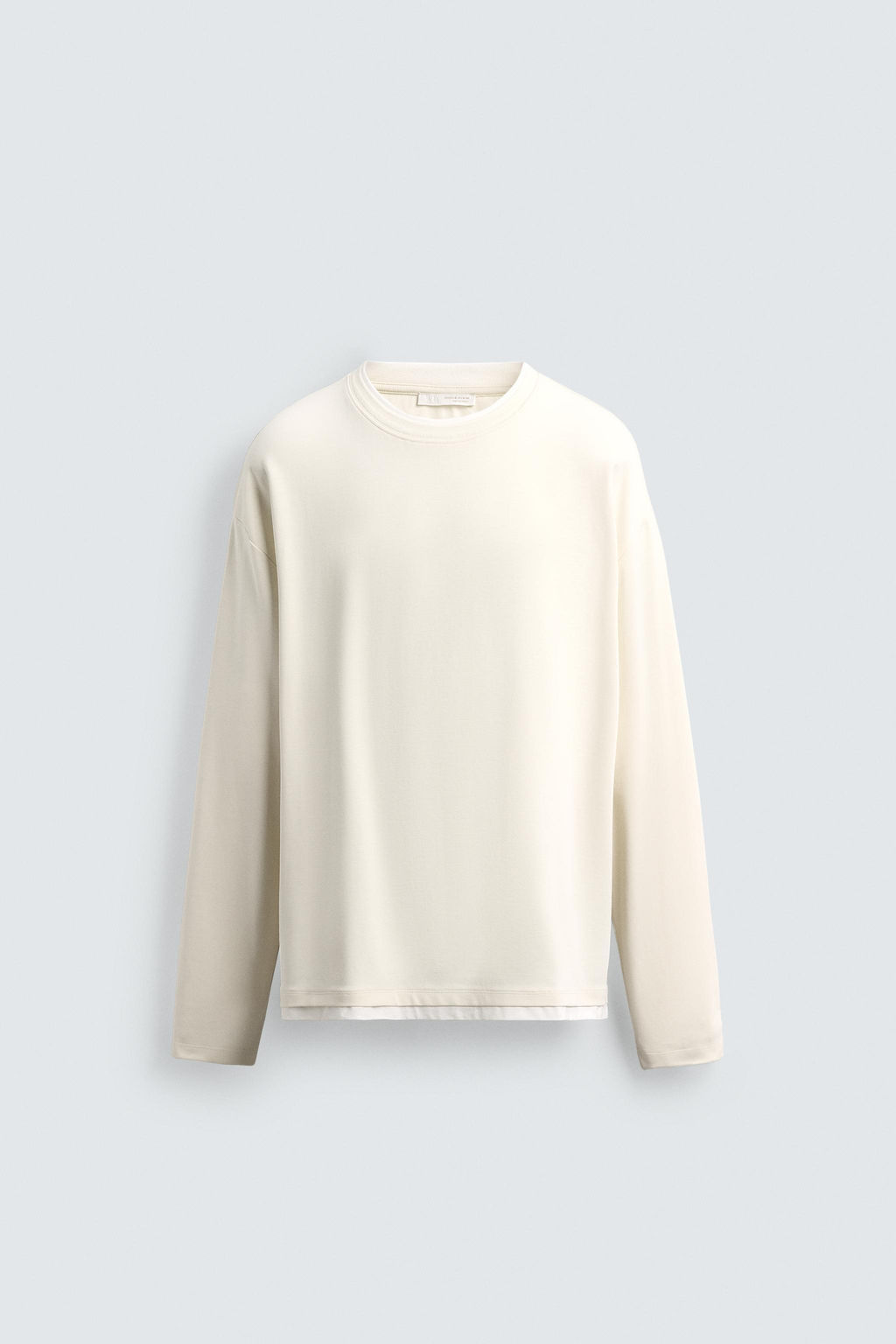 T-SHIRT WITH CONTRAST DOUBLE FINISHES - Zara фото 7