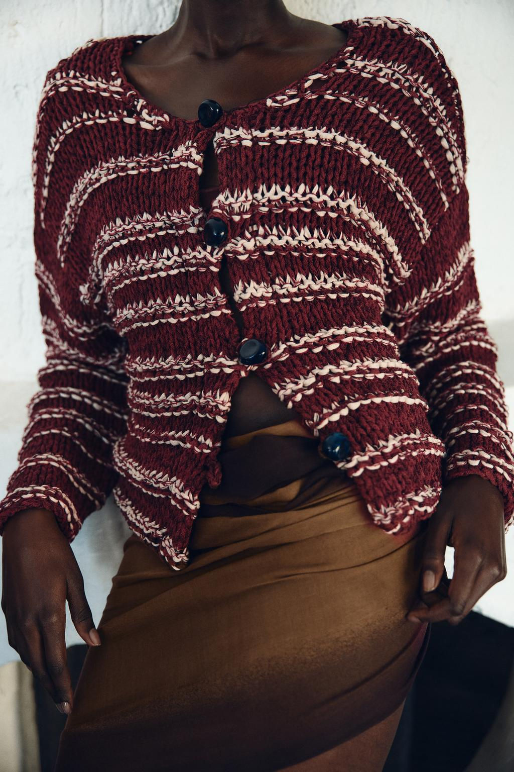 CONTRAST KNIT CARDIGAN - Zara фото 2