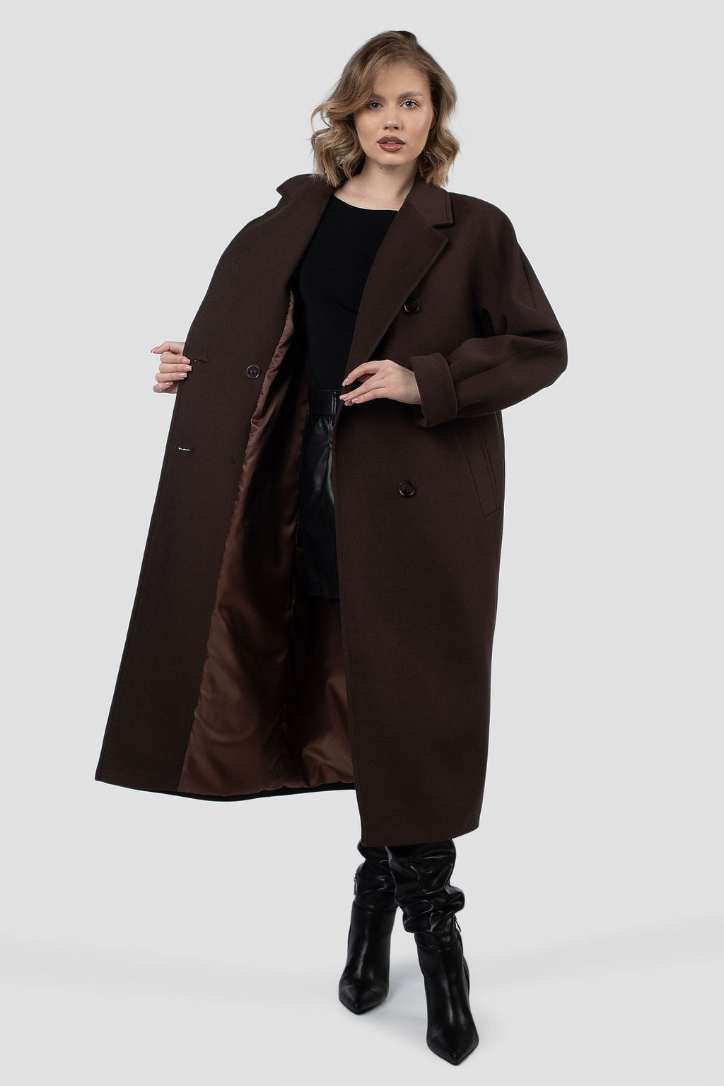 01-12194 Пальто женское демисезонное (пояс) - El podio фото 7