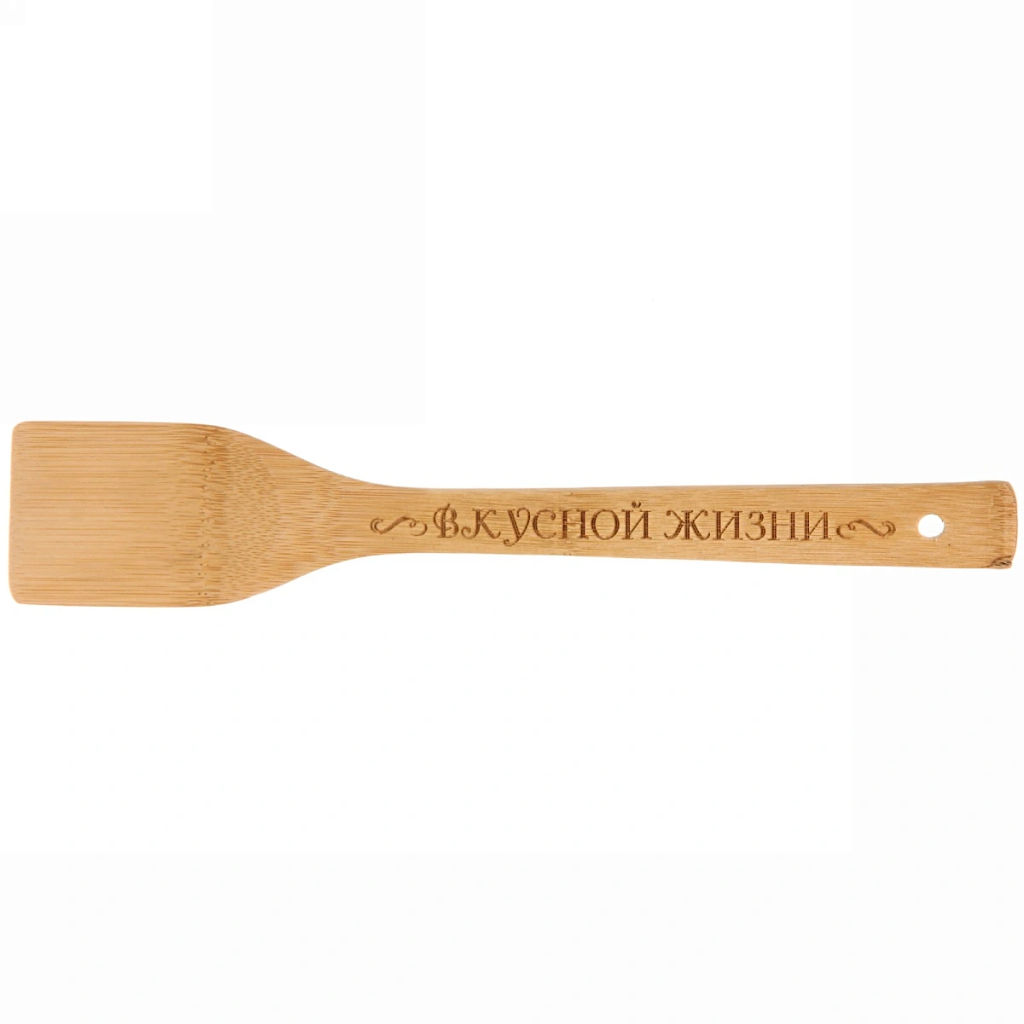 Цена за 5 шт. Лопатка бамбуковая 30*6см "Вкусной жизни" Селфи