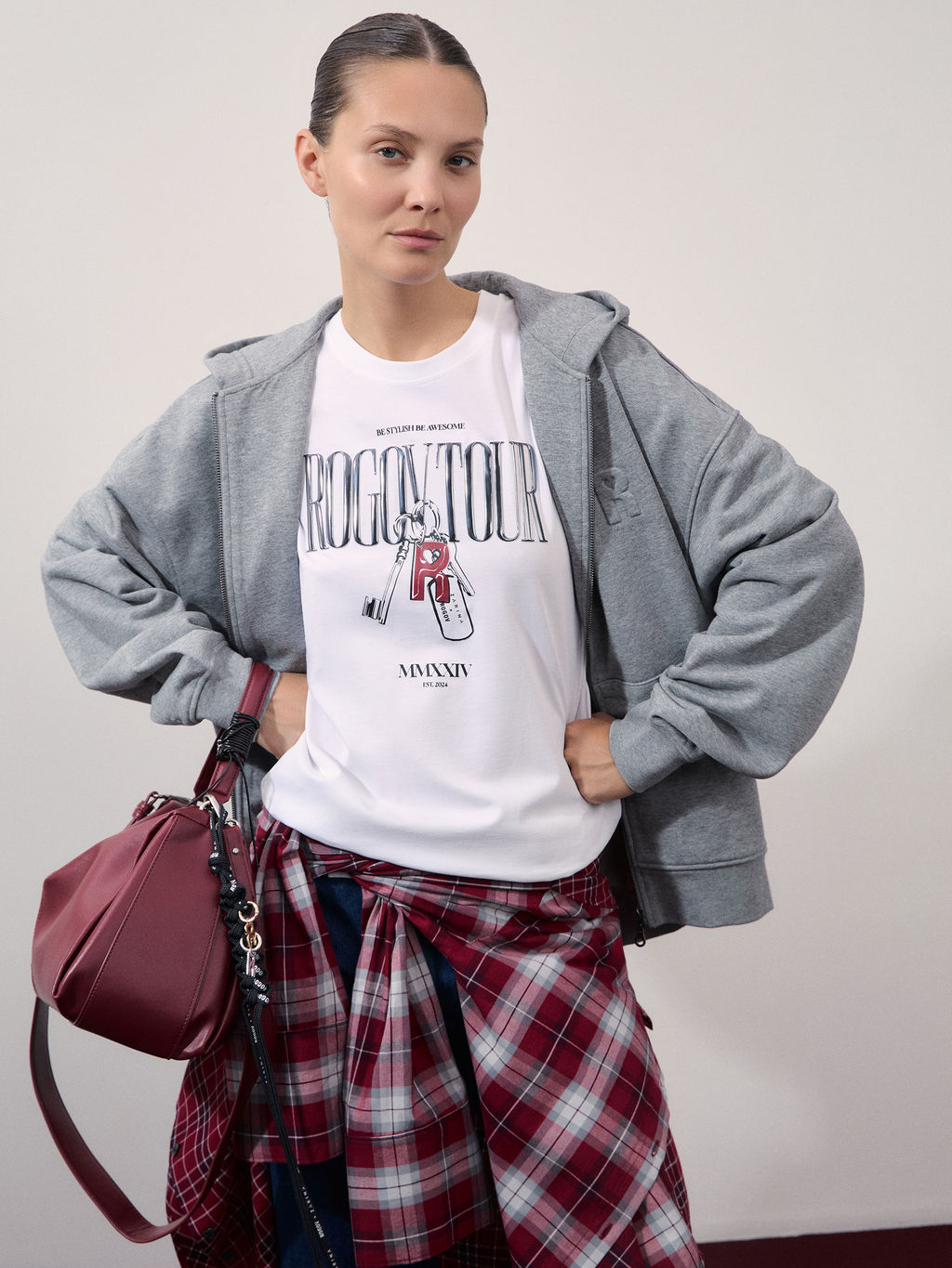 Оверсайз футболка с принтом из мерсеризованного хлопка / Zarina  фото 3