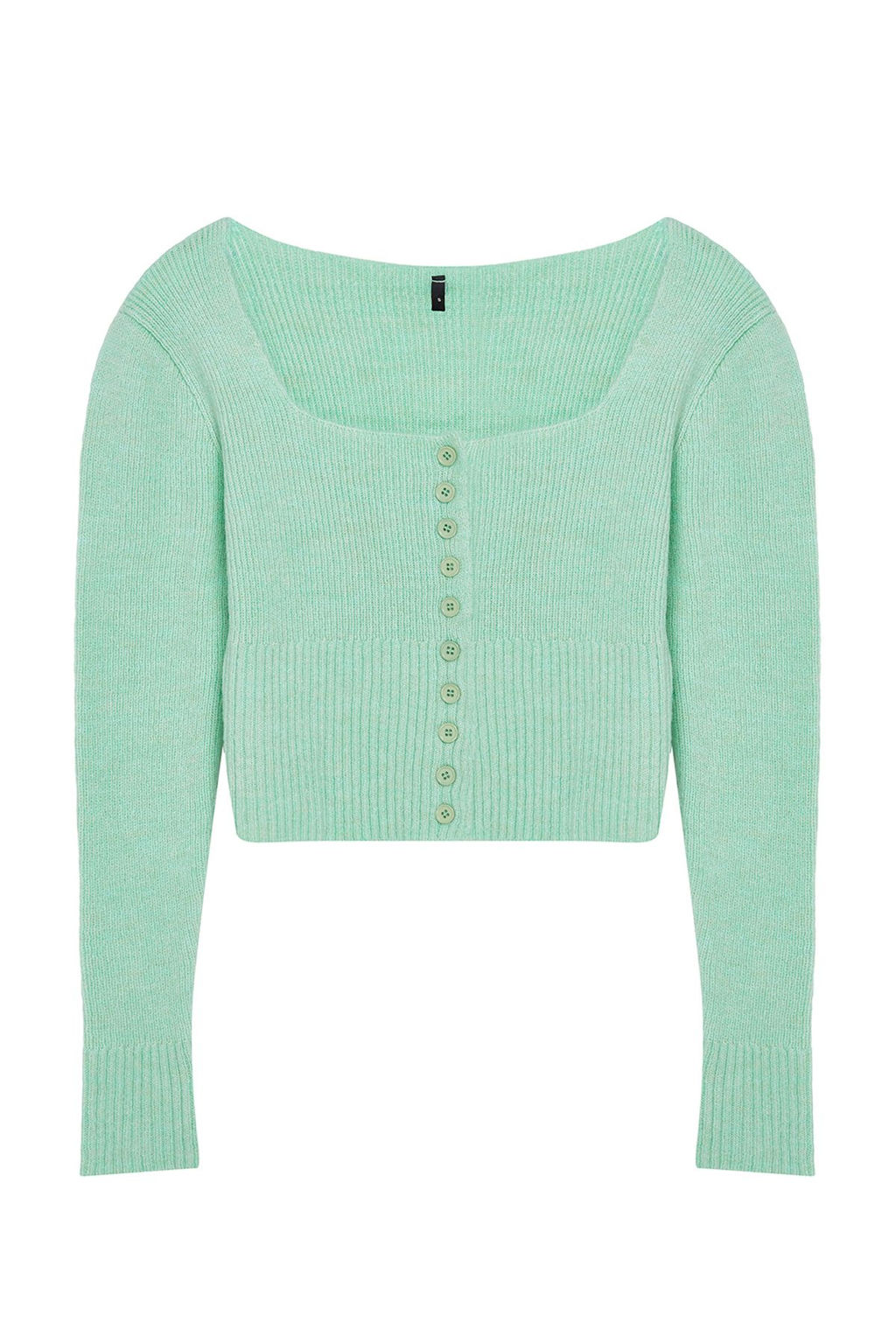 TRENDYOLMILLA Ekru Crop Kare Yaka Triko H?rka TWOAW25HI00178 фото 6