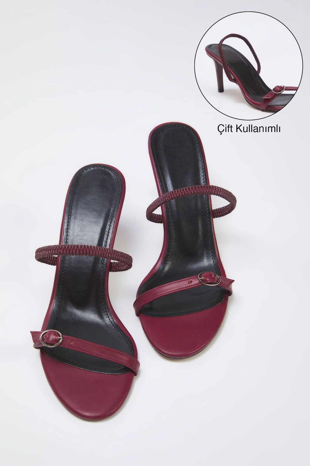 Trendyol Shoes Siyah Toka Detayl? Cift Kullan?ml? Ince Topuklu Badem Burun Kad?n Topuklu Sandalet TAKSS25TO00010 - Trendyolmilla фото 6