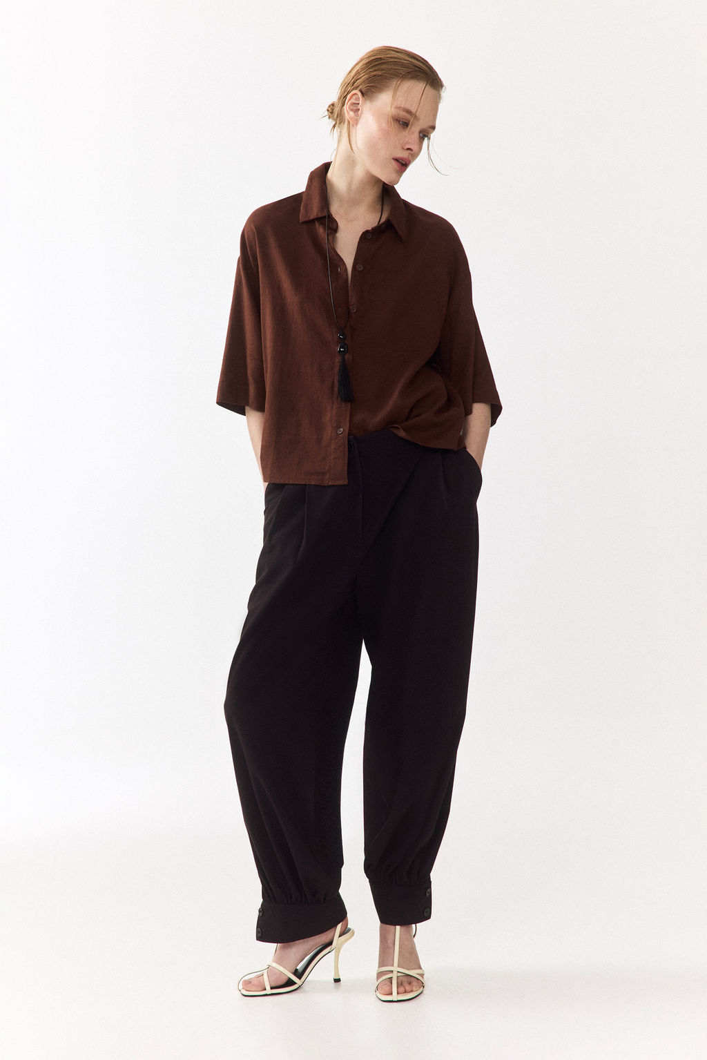 Camisa oversize en mezcla de lino - H&m фото 9