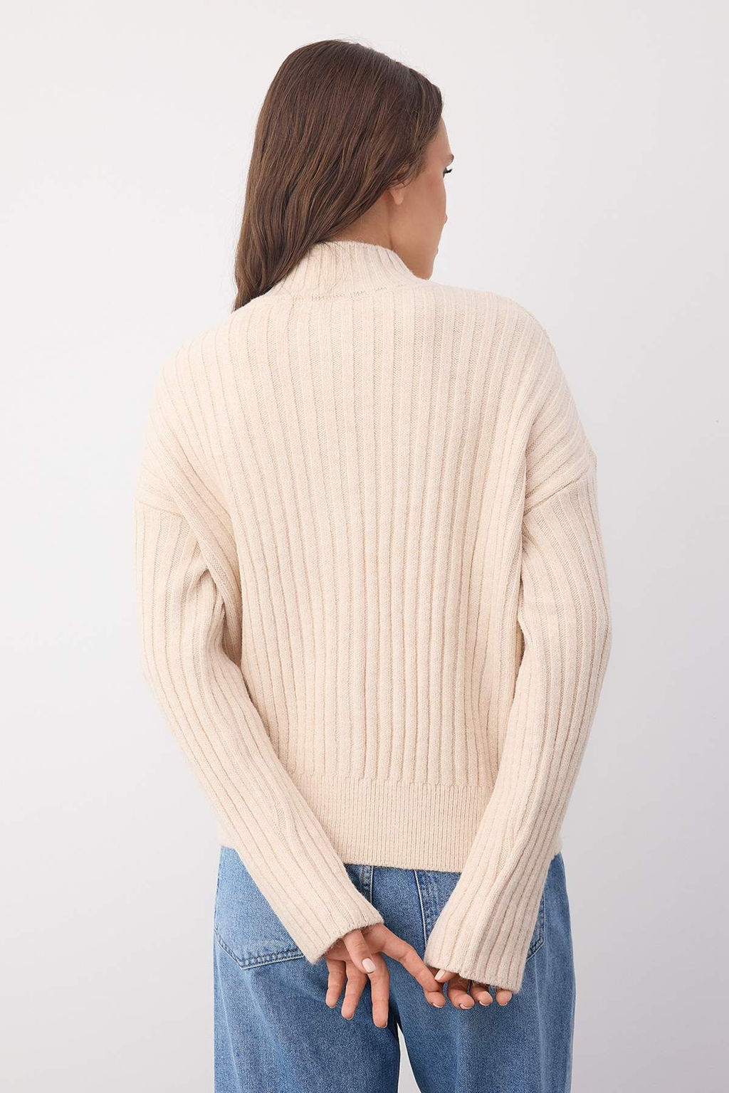 Wardrobe Essentials Tas Dik Yaka Genis Kal?p Fitilli Yumusak Dokulu Triko H?rka | TWOAW26HI00091