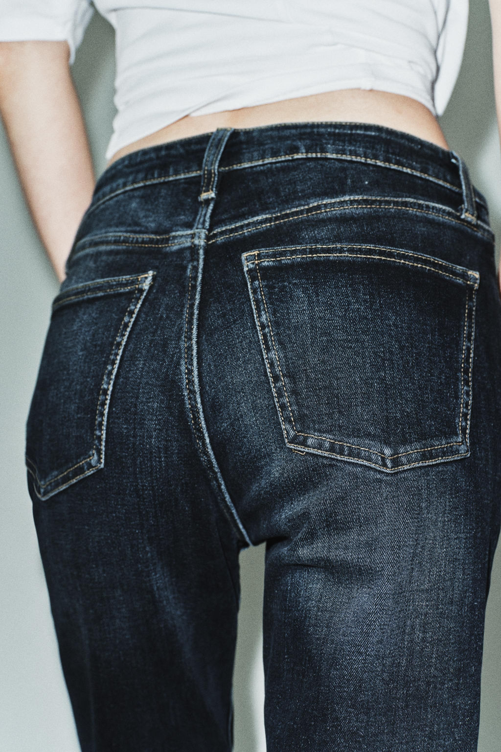 JEANS TRF CROPPED FLARE TIRO ALTO / Marino - Zara фото 6