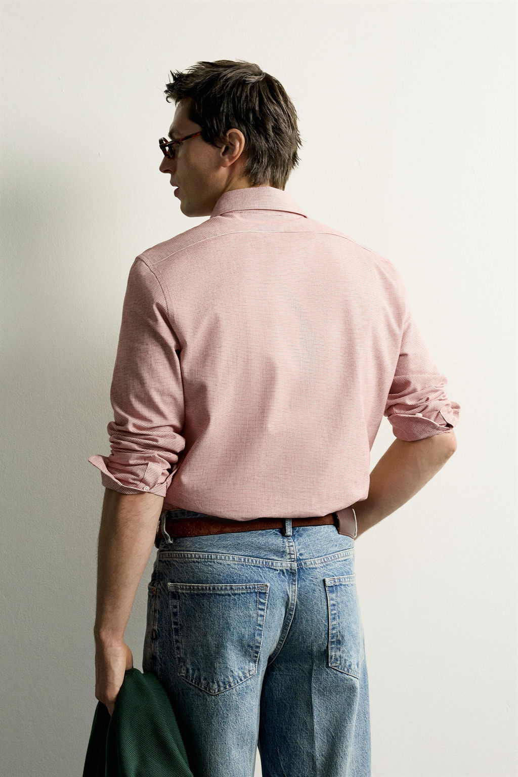 CAMISA REGULAR FIT PATA DE GALLO / Blanco / Rojo - Zara фото 3