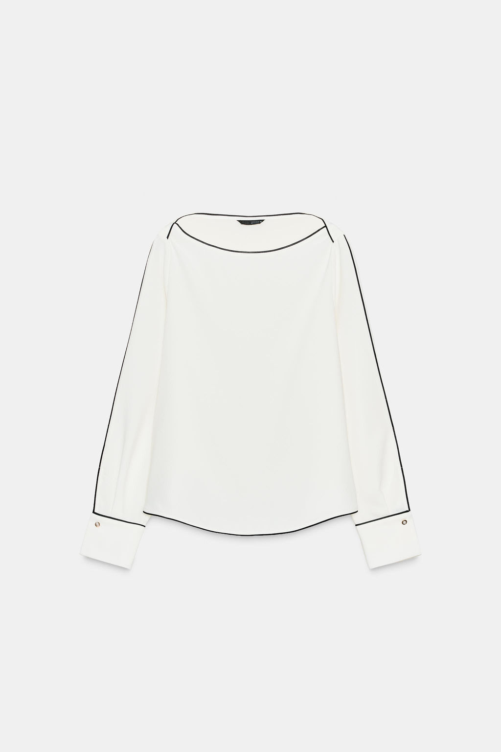 CONTRAST CREPE BLOUSE WITH PIPING