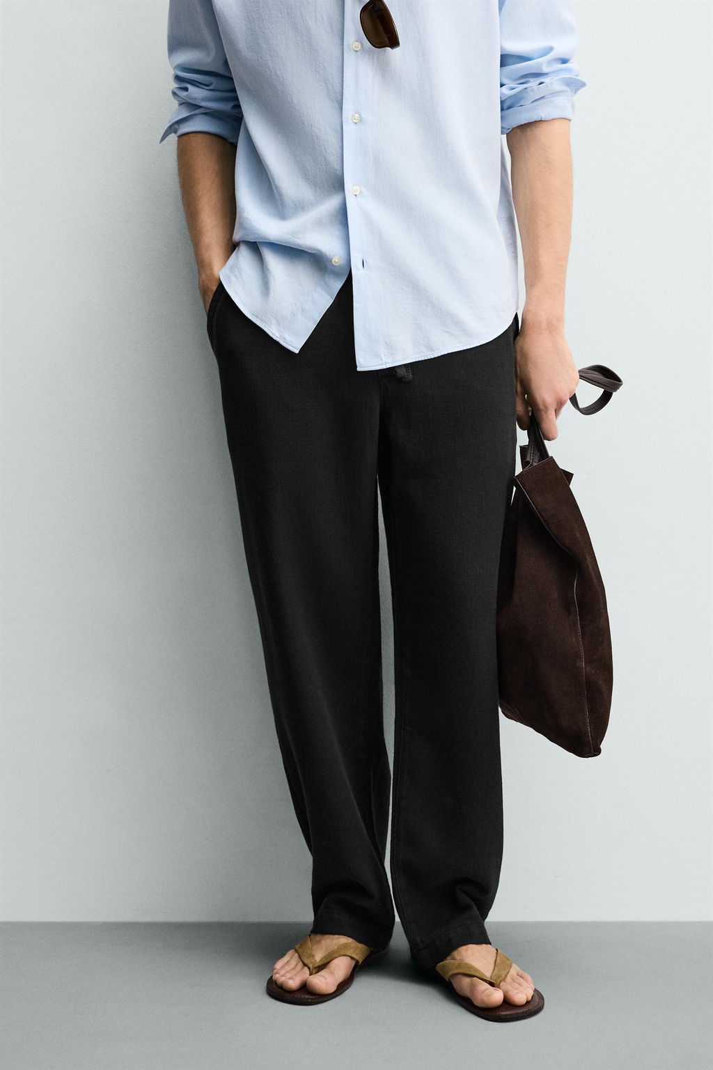 PANTAL?N RELAXED FIT ESTRUCTURA / Negro - Zara фото 15