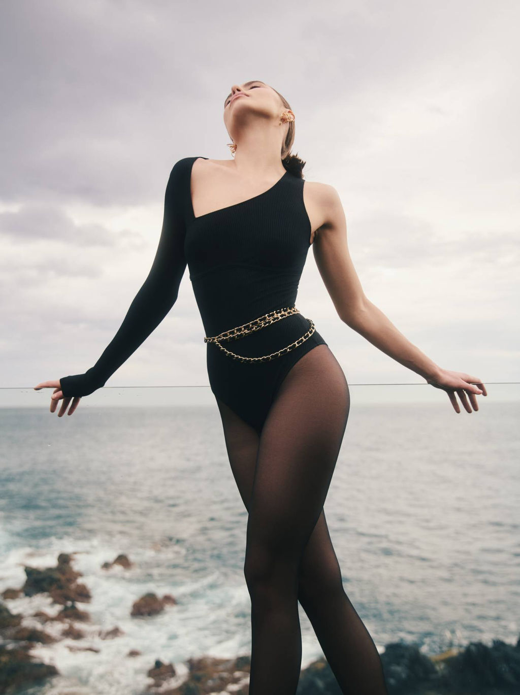 CONTE Боди в рубчик на одно плечо LBD 2624 black