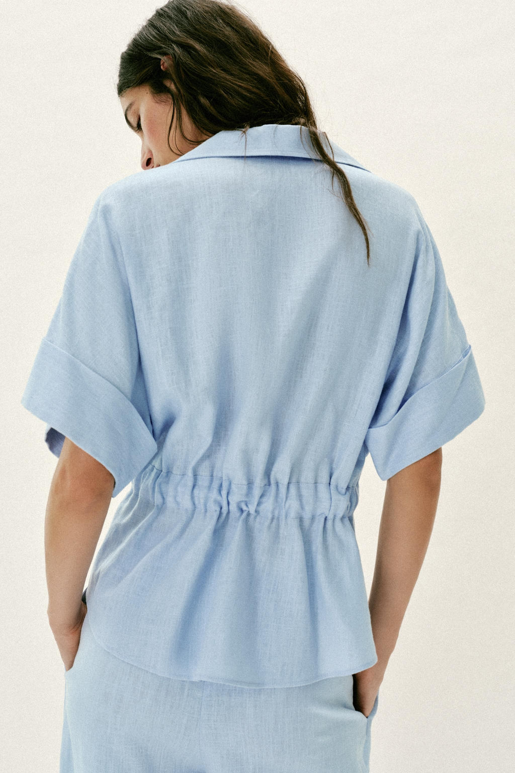 CAMISA SAFARI CON LINO / Azul claro - Zara фото 6