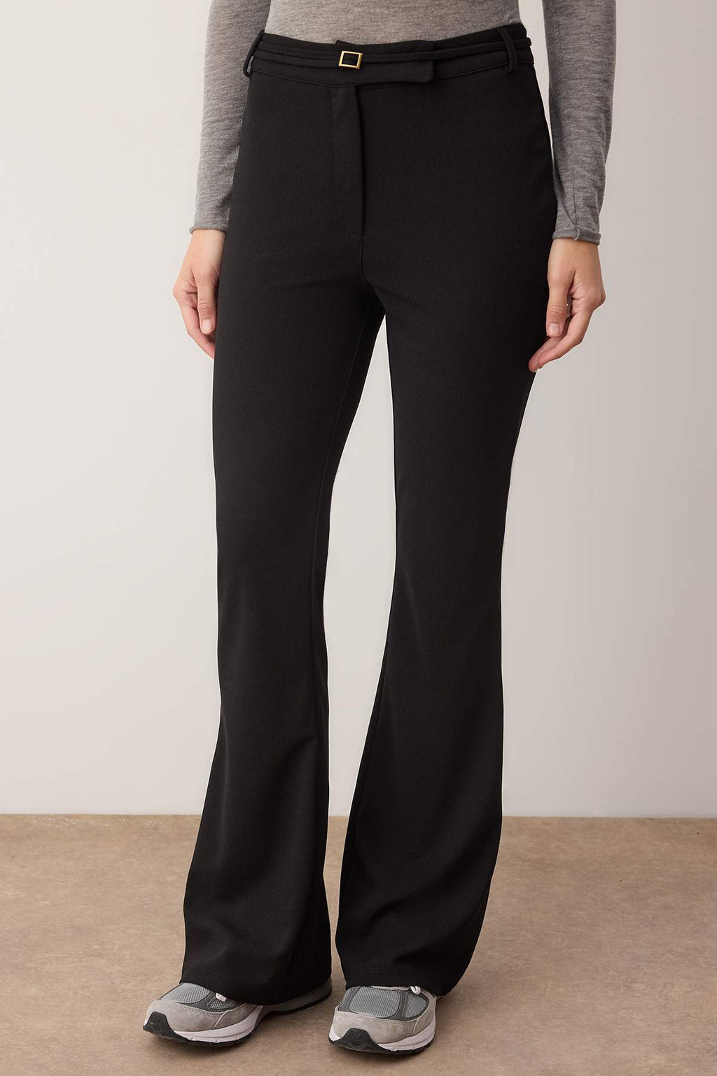 Siyah Wide Leg/Genis Paca Kemer Detayl? Krep Esnek Orme Pantolon TWOAW26PL00040 - Trendyolmilla фото 4